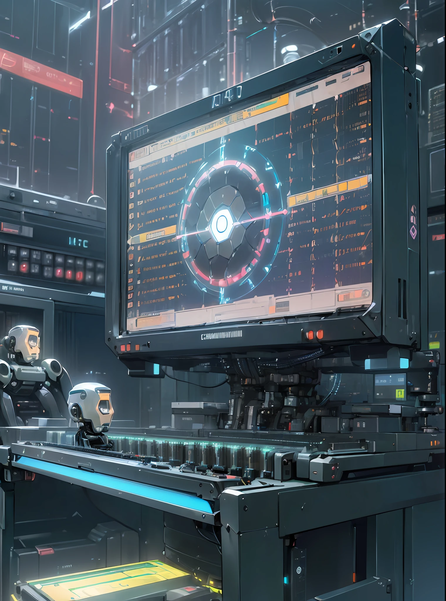 a ((((artificial intelligence))) accessing the Internet from a super (((computer terminal))) futuristic, steampunk, 4k, ultra realistic, cinema quality --auto --s2