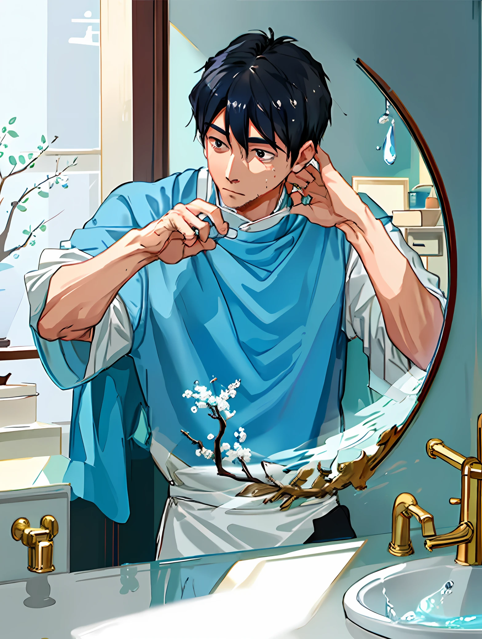 Bai Mo supported his hands on the washstand and looked at himself in the mirror in a daze.
He washed his cold water face many times, and clearly felt the cold water droplets slipping from his face.
In the end, I accepted reality.