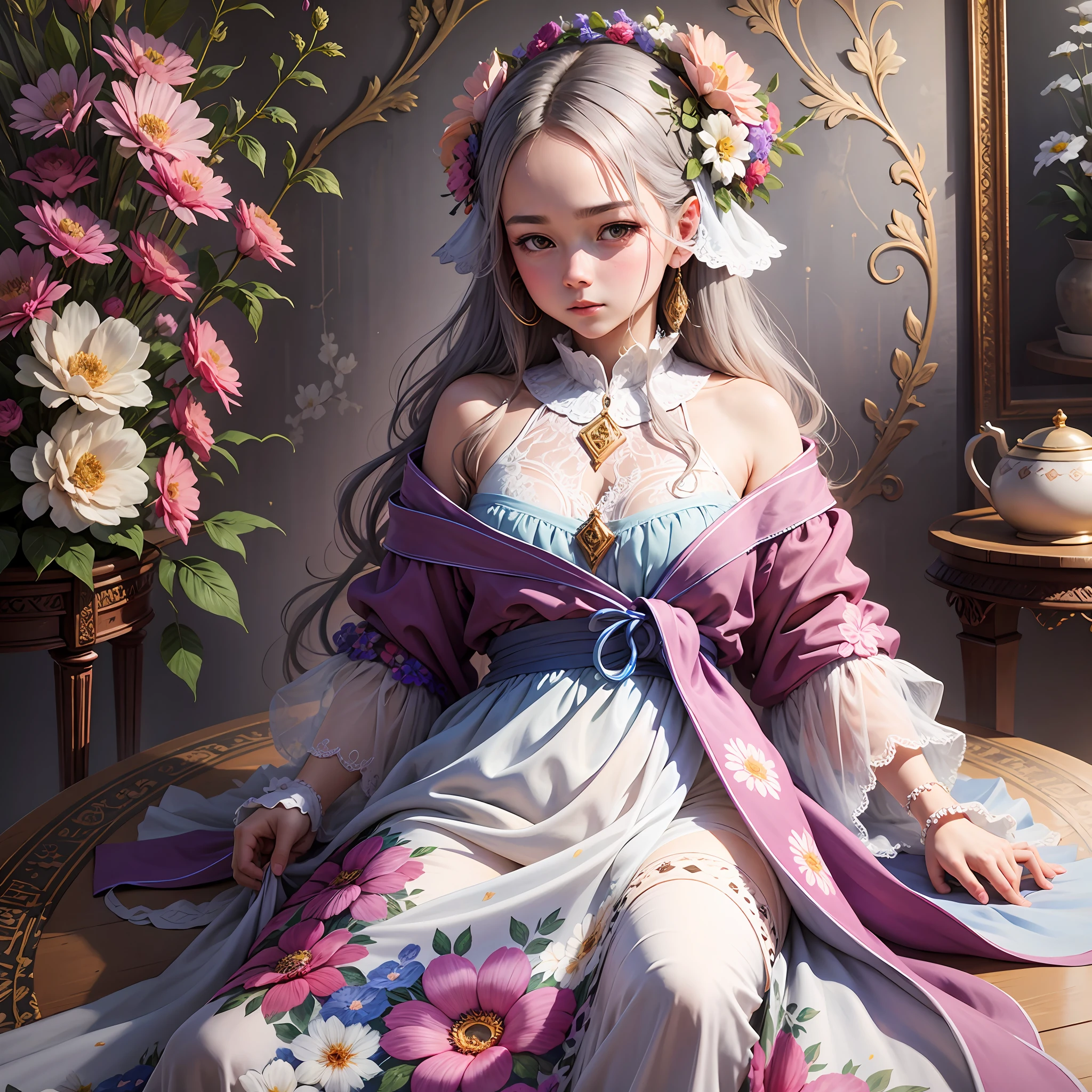 [Flower Cloth] + [Color Print, Floral Pattern] + [Subtle Details, Smooth Texture] + [Graphics Engine Leonardo Diffusion, Rendering Engine Leonardo style,  Prompt Magic v2, 2024x2024 Px, Guidance Scale 10 ,  Strength 999.0 --auto --s2
