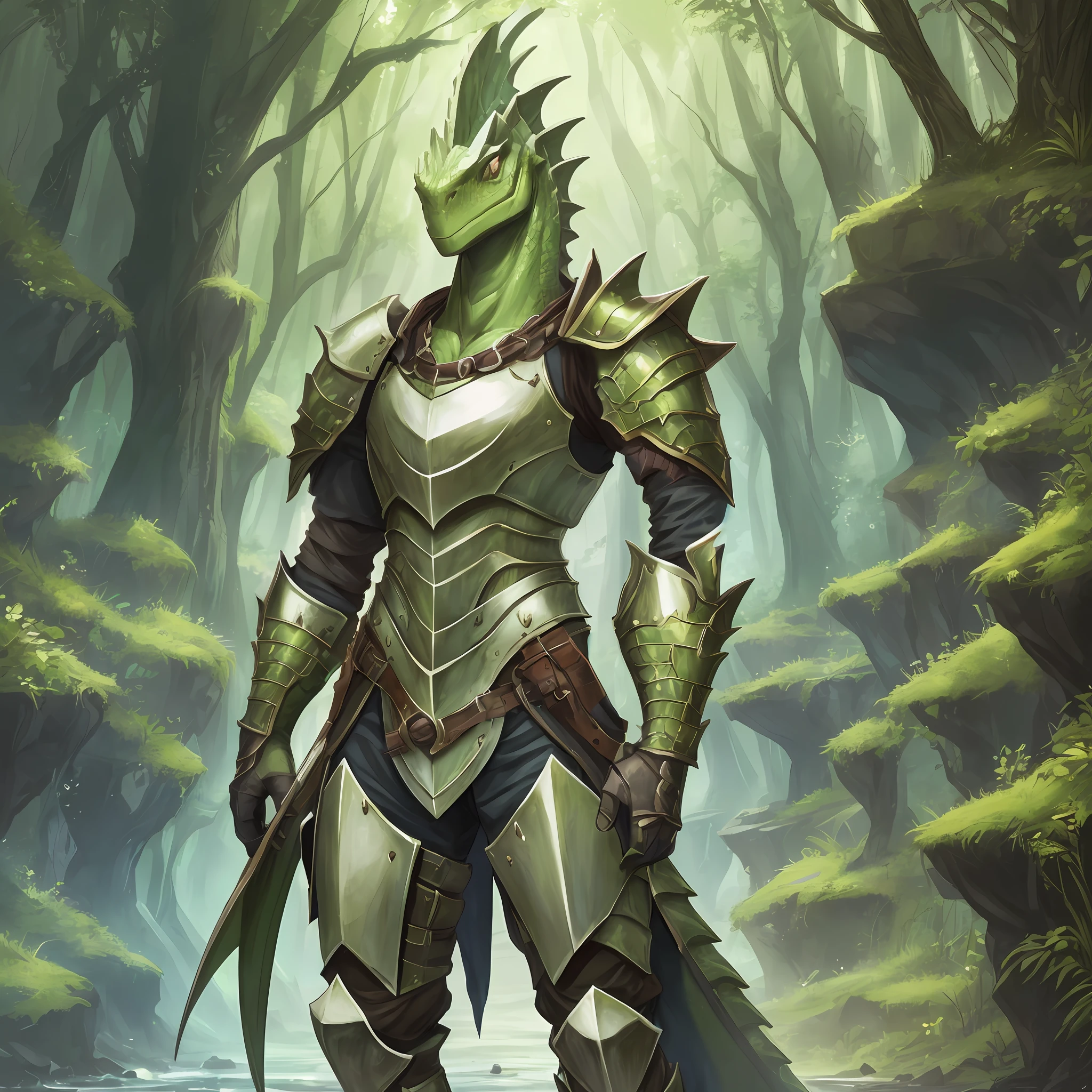 (he has one large scaly fin starting from his head and extending down slightly onto his neck and torso, The crest should stand out)