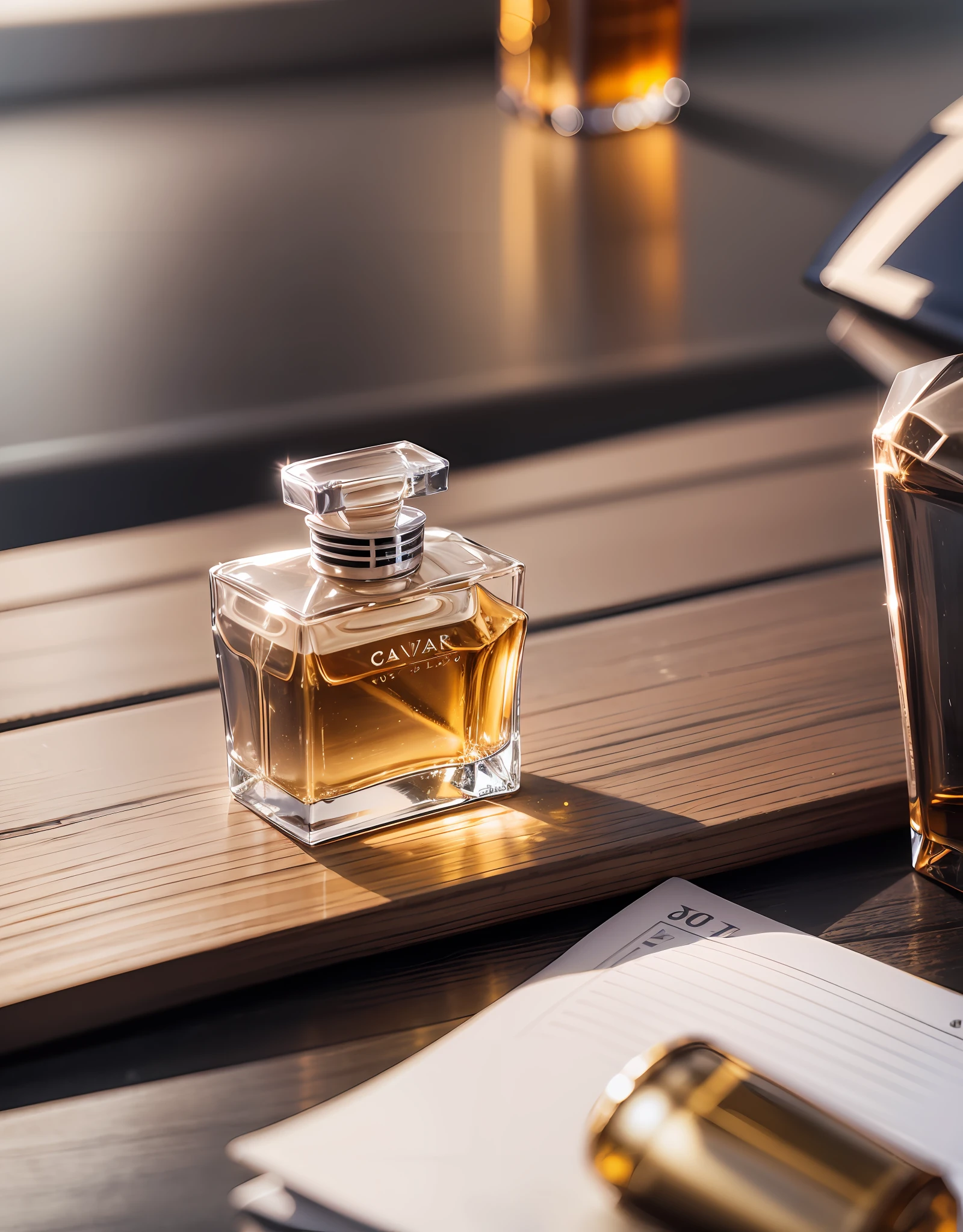 Close up of a bottle of perfume next to a glass of water, perfume bottle, product photography, product photography 4k, professional product photography, professional product shoot, professional product photo, beautiful, high quality product photography, product photo, product shot, good looking, Holding a bottle of perfume, the most beautiful, by Jakob Gauermann, silver -- v 6 --auto --s2