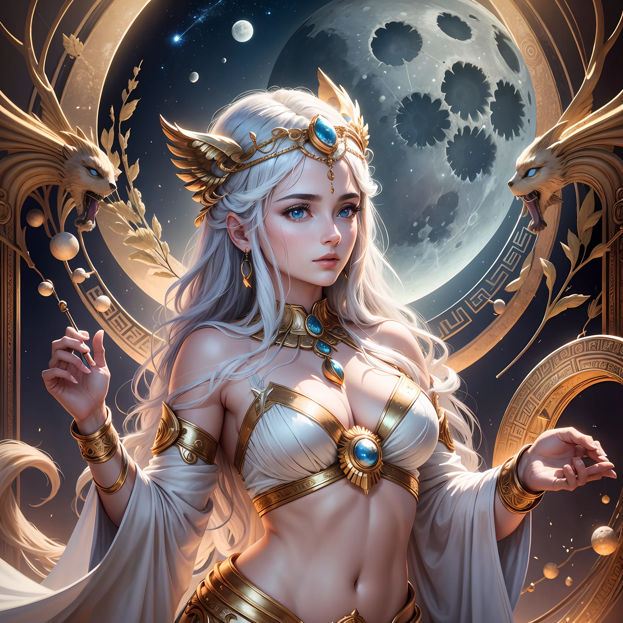 High definition image quality, 8k photo, super detailed, Artemis, Greek goddess of the moon --auto --s2