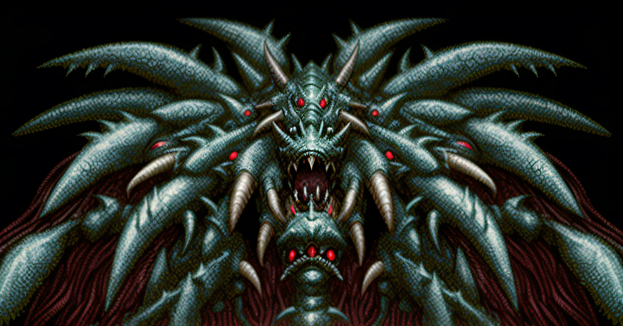 A green demon with red eyes and many teeth --auto --s2