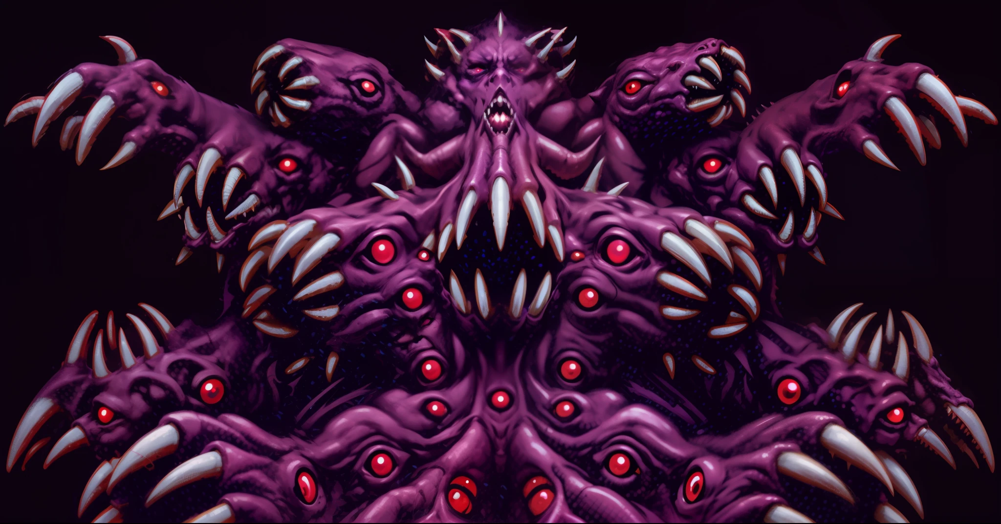 a purple demon with red eyes and a lot of teeths --auto --s2