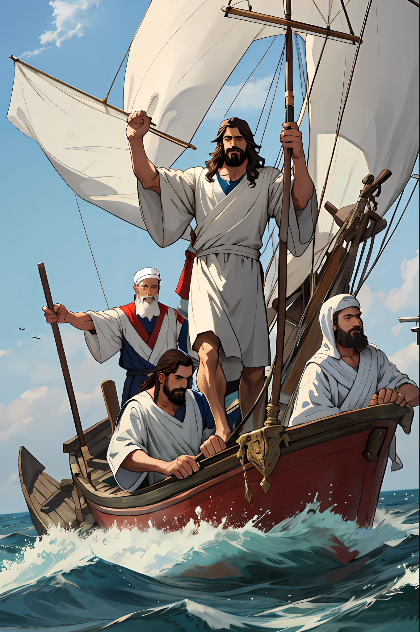 Jesus at sea and his royal disciples