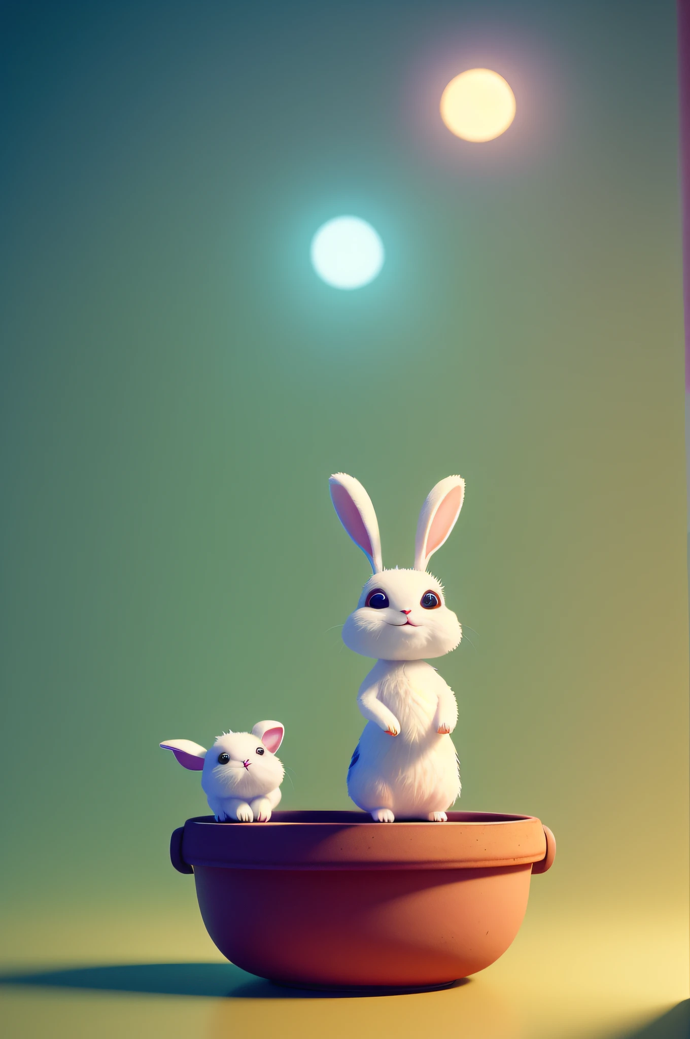 Cute cute bunny waving and smiling greeting me, Unreal engine, cozy interior lighting, art station, detailed digital painting, movie, character design by Mark Ryden and Pixar and Hayao Miyazaki, unreal 5, daz, surreal, octane rendering