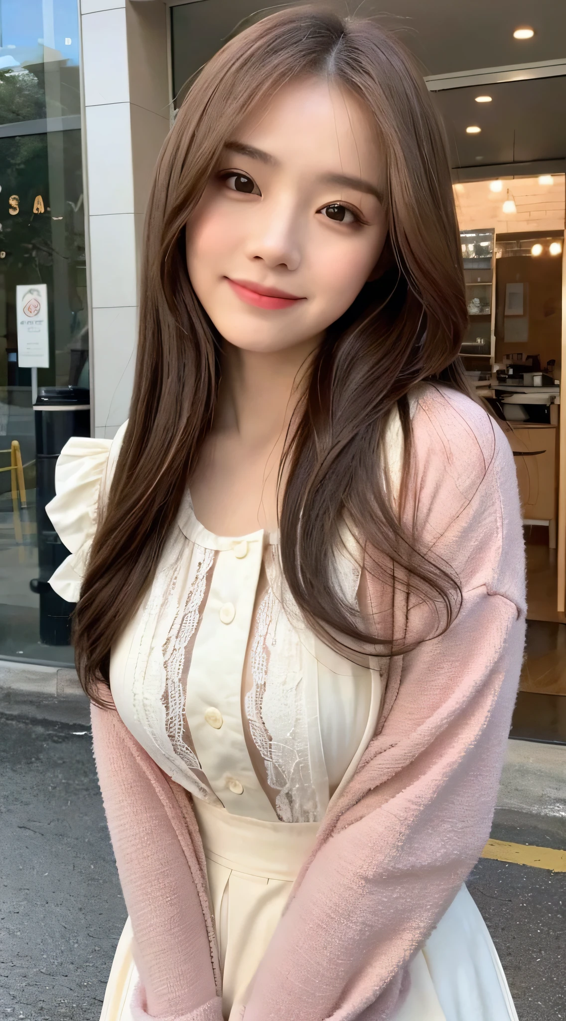 ((Top Quality, 8k, Masterpiece: 1.3)), Focus: 1.2, Perfect Body Beauty: 1.4, Buttocks: 1.2,large breasts: 1.5, (Layered Haircut: 1.2)), (Rain, Street: 1.3), Highly Detailed Face and Skin Texture, Narrow Eyes, Double Eyelids, Whitening Skin, Long Hair, (Round Face: 1.5), smile,sweet_lolita
