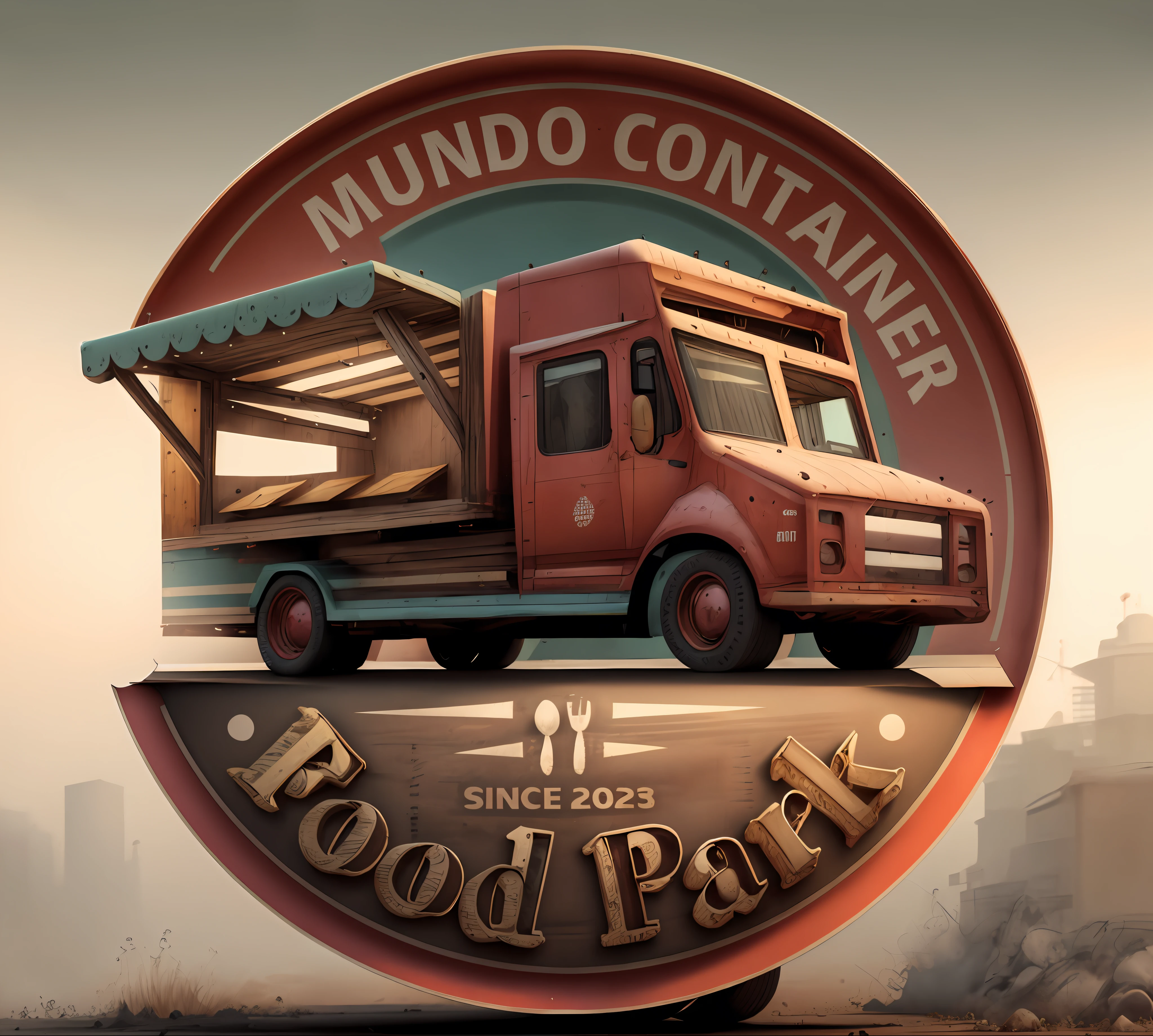 Real modern truck, modern letters, amazing colors