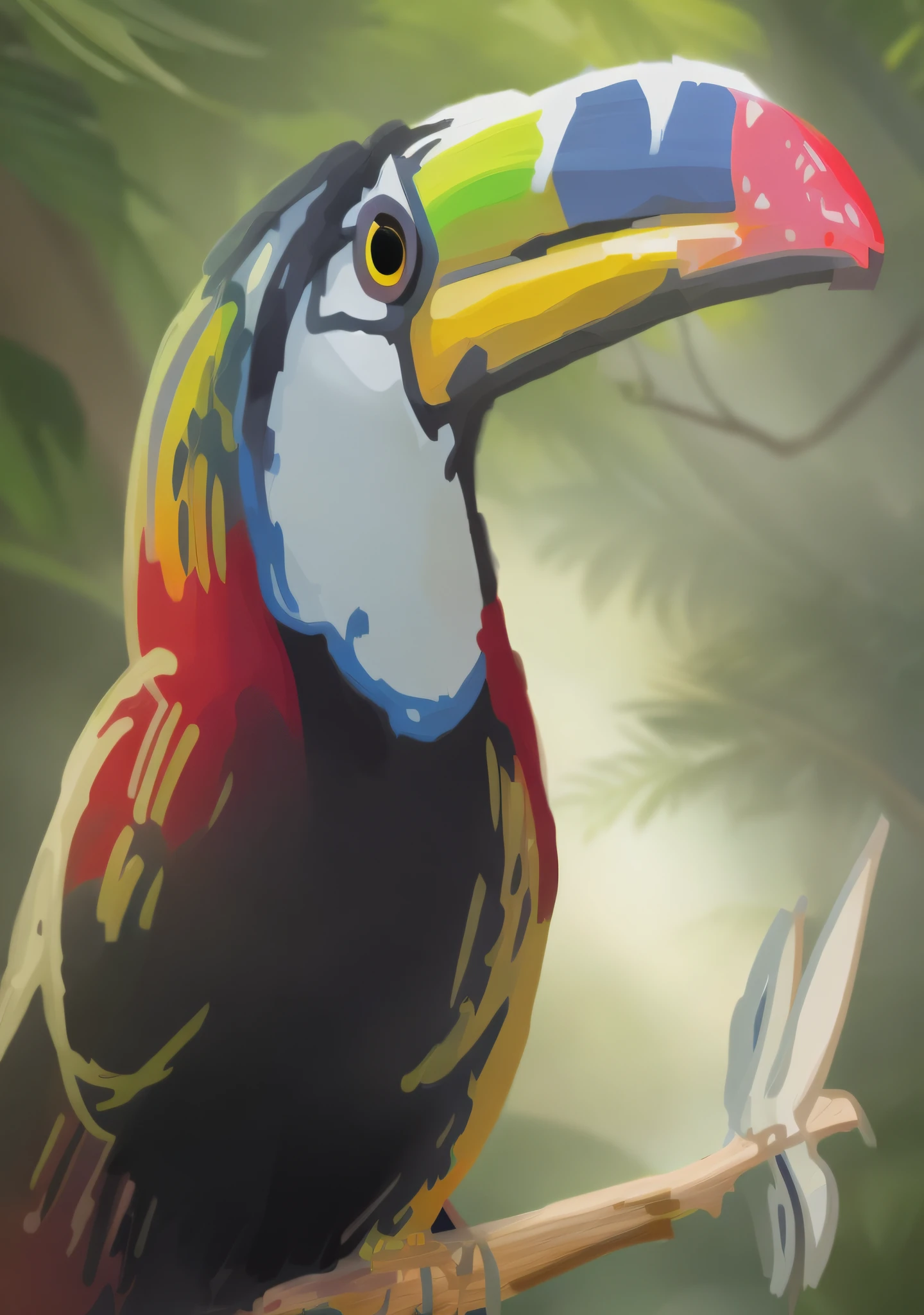 A beautiful colorful toucan in the Amazon rainforest, ultra realistic details, 4k