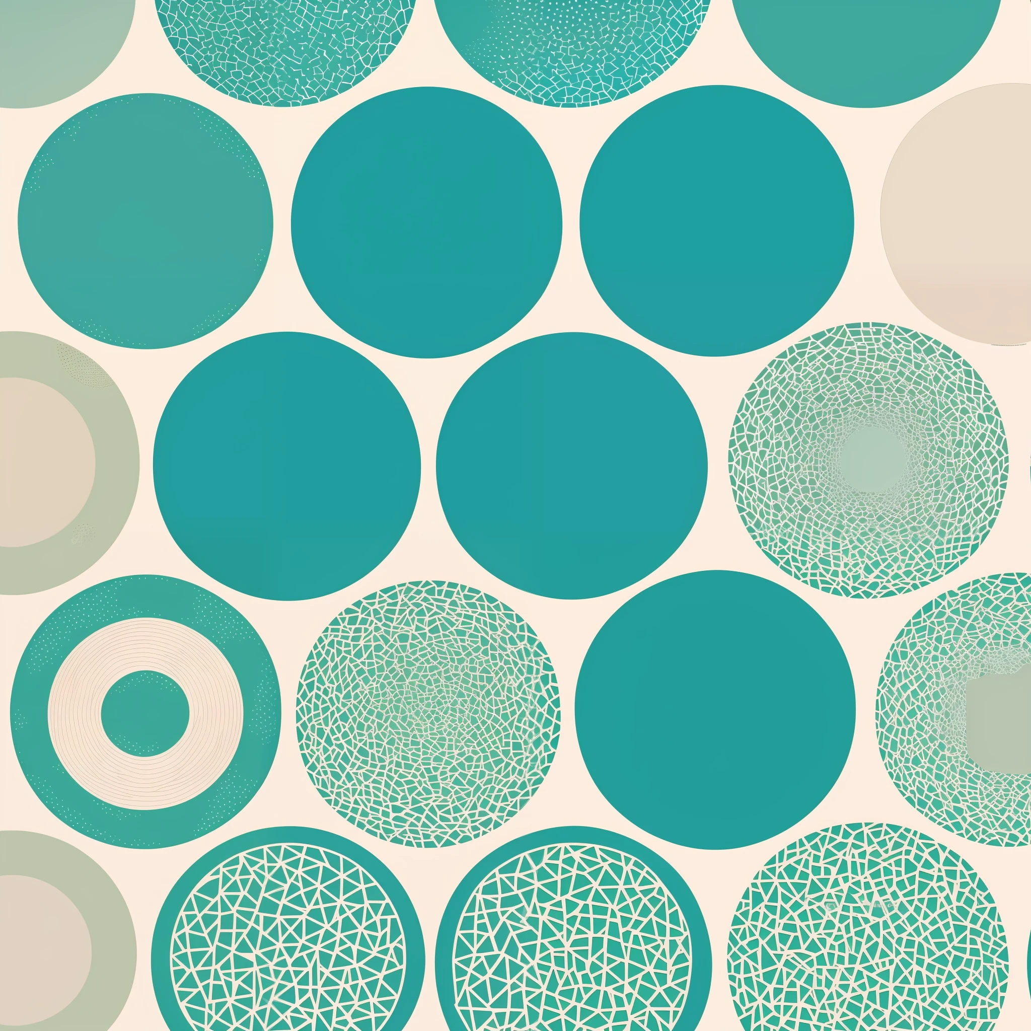 Represent circles and triangles in a variety of colors and draw patterns that are joined together by gradation. The plain space is interspersed with small circles and triangles, also colored with gradients, to make the whole thing more gorgeous. It is an image of the geometry of the Japan.