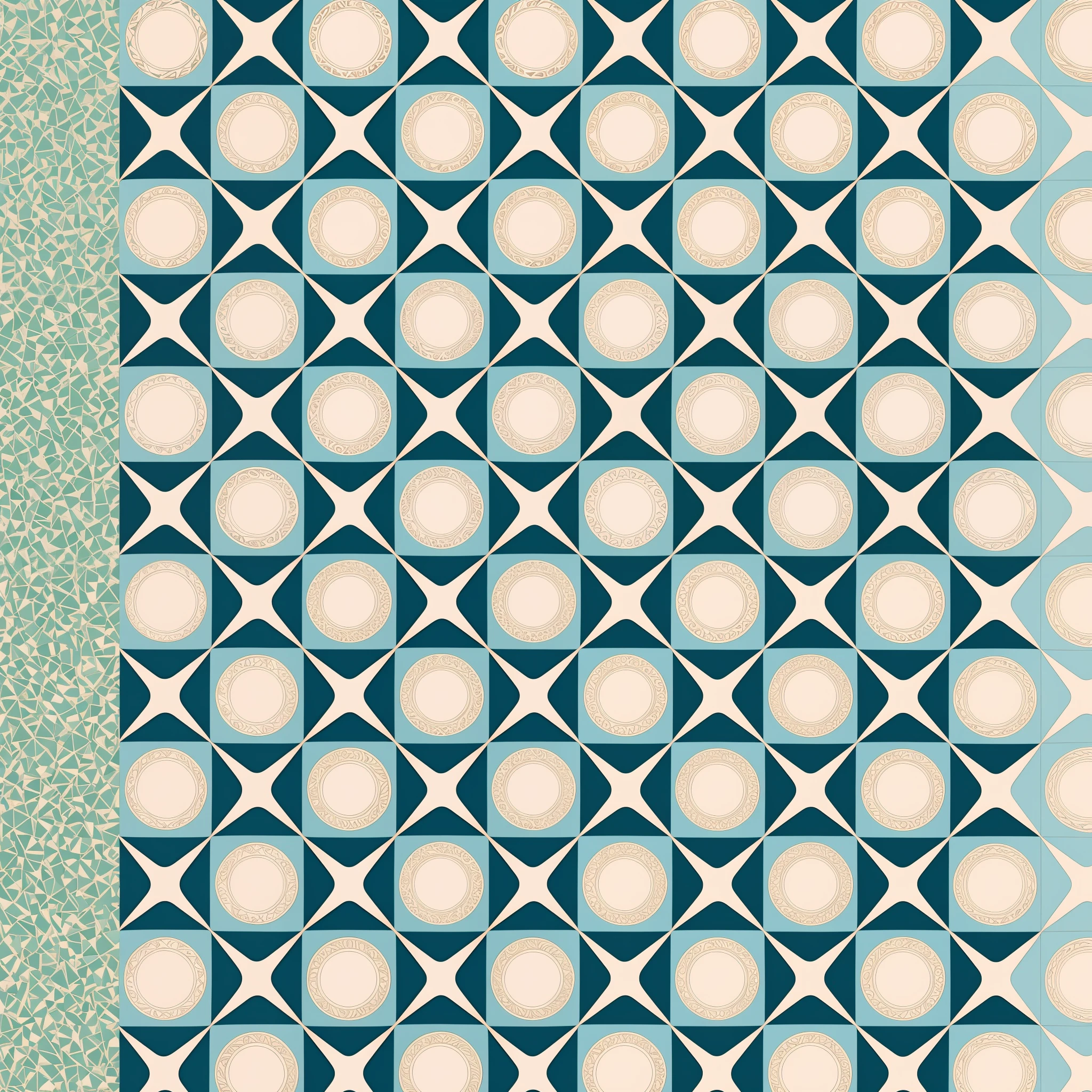 Represent circles and triangles in a variety of colors and draw patterns that are joined together by gradation. The plain space is interspersed with small circles and triangles, also colored with gradients, to make the whole thing more gorgeous. It is an image of the geometry of the Japan.