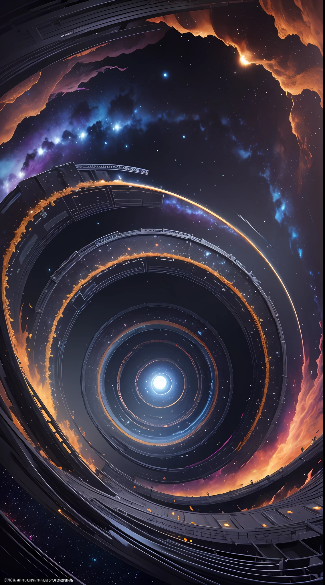((best quality)), ((masterpiece)), (high detail), (highres), 8k, staring up into the infinite length of the universe, endless galaxies, , dangerous black holes, exploding super novas, floating stars, endless staircases, star nebulas, cinematic atmosphere, negative dark mode, mc escher, art by senseijaye, matrix atmosphere, digital code swirling, matte painting --auto --s2
