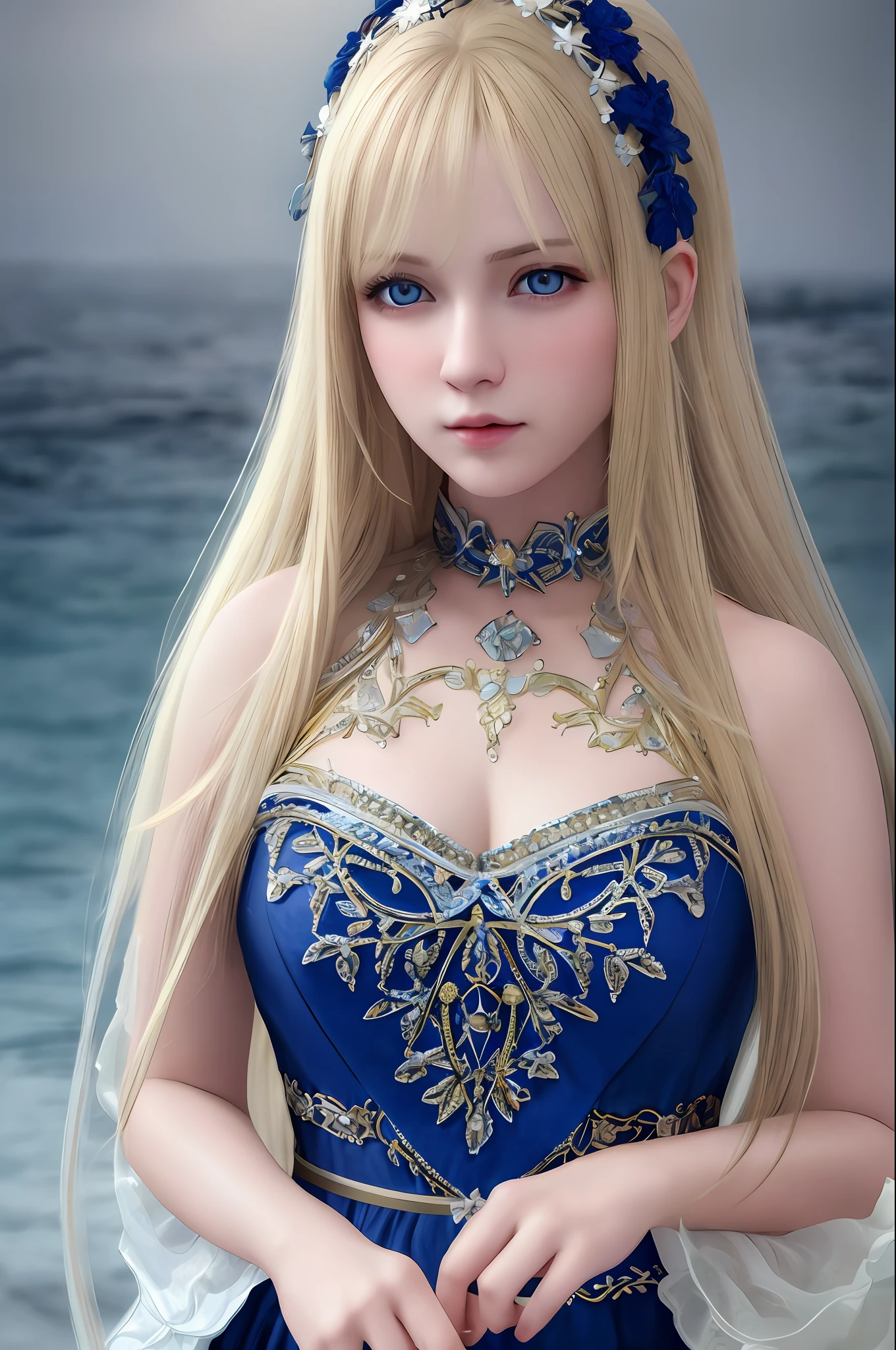 high quality, best quality, photo-realistic, raw-photo, realistic, ultra realistic 8k cg, ultra-detailed, High definition, masterpiece, 1girl, long hair, blonde hair, blue eyes, detaile face and eyes, close-up, intricate details, detailed texture, finely detailed,