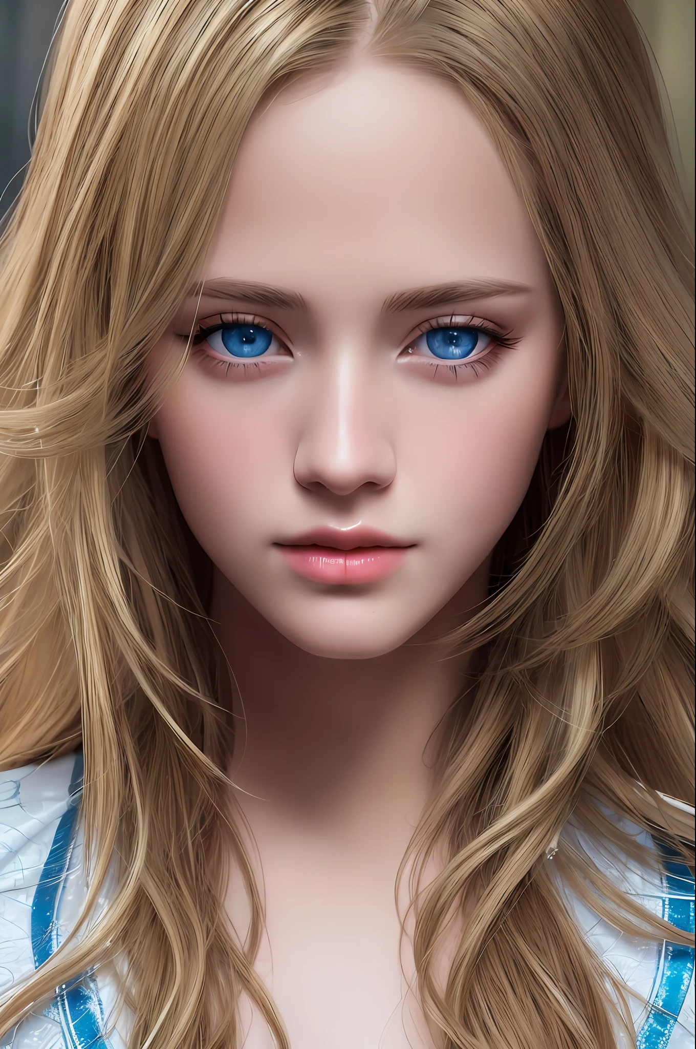 high quality, best quality, photo-realistic, raw-photo, realistic, ultra realistic 8k cg, ultra-detailed, High definition, masterpiece, 1girl, long hair, blonde hair, blue eyes, detaile face and eyes, close-up, intricate details, detailed texture, finely detailed,