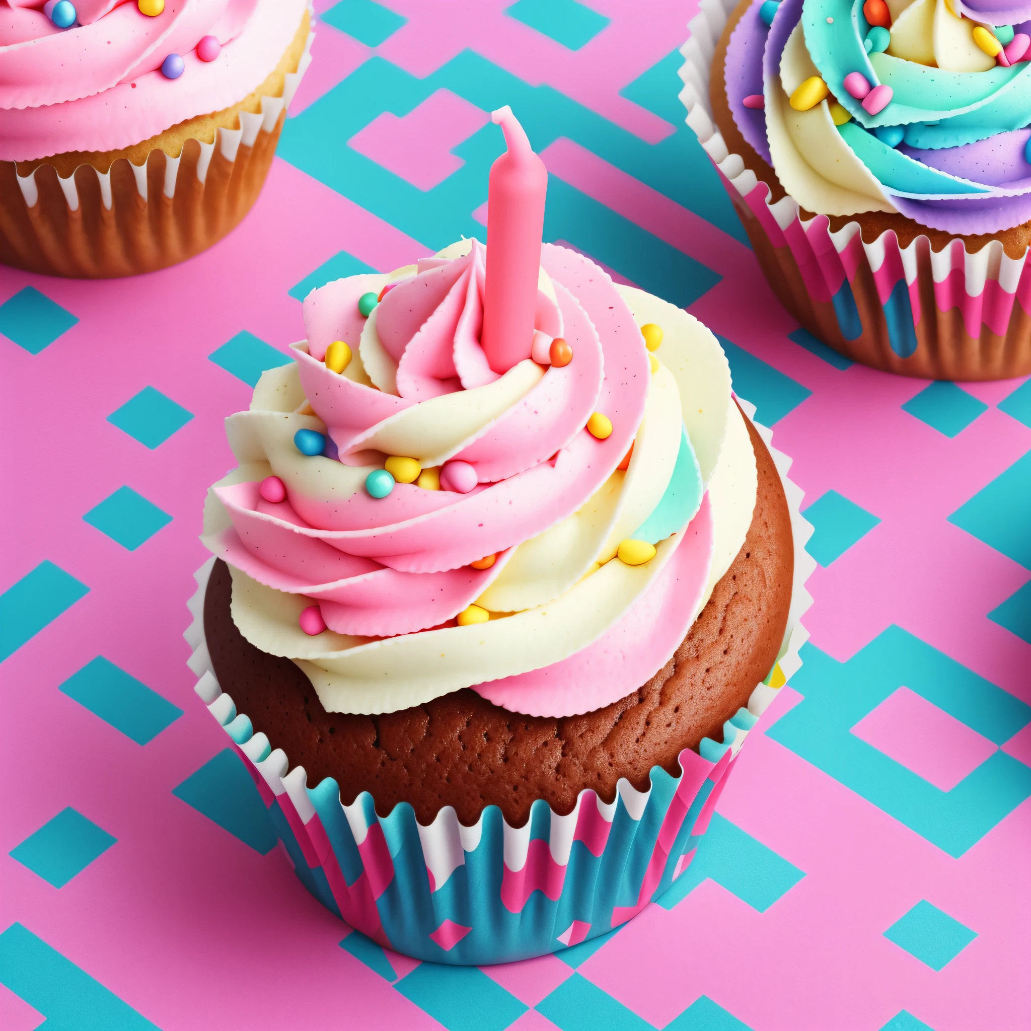 there is a cupcake with a single candle on top of it, happy birthday, celebrating a birthday, celebrating, istock, birthday cake on the ground, colourful cupcake, shutterstock, wallpaper - 1 0 2 4, birthday cake, delightful surroundings, closeup photograph, cupcake, 21 years old, sprinkles, screencap, lighthearted celebration, blog-photo, exclusive --auto --s2