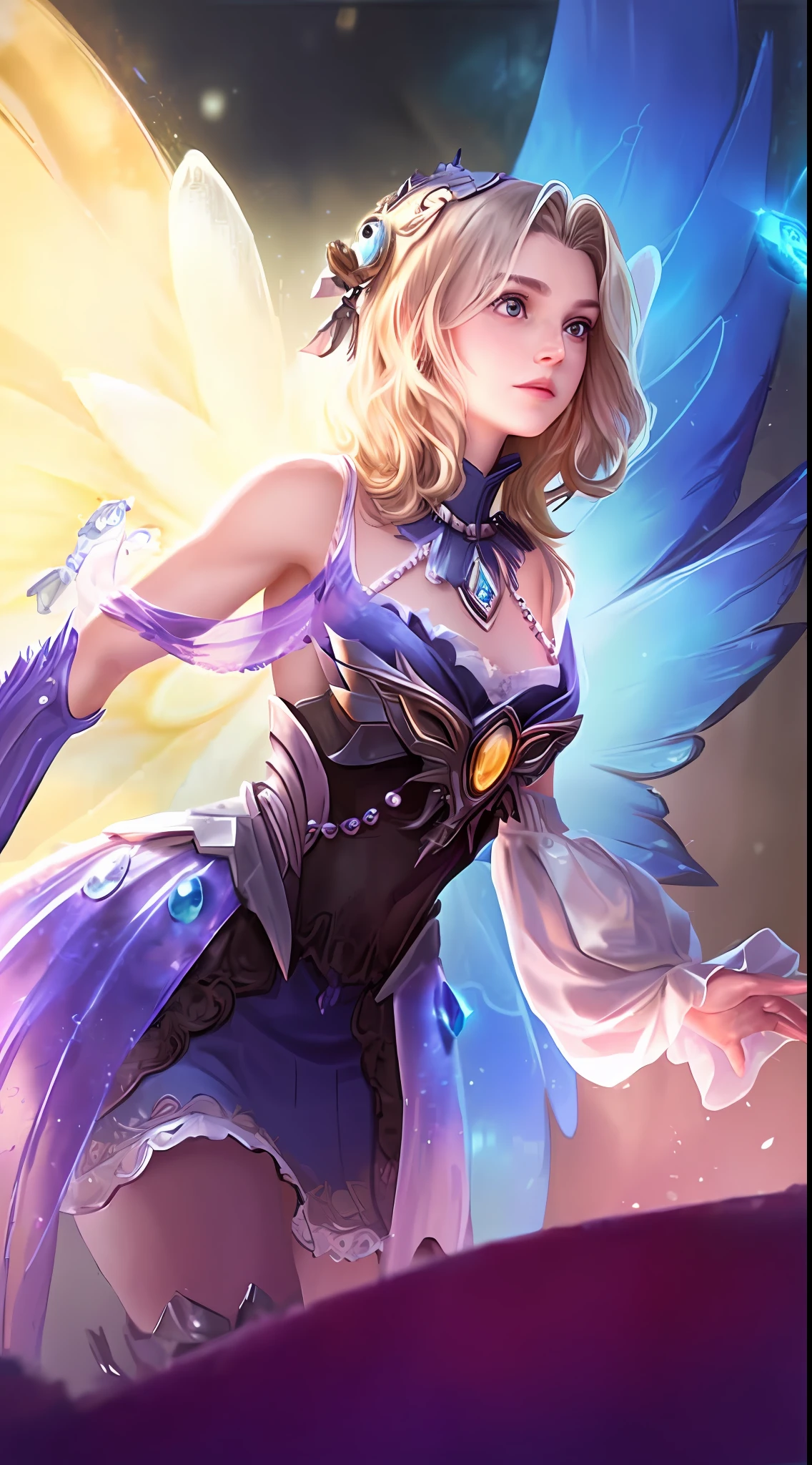 masterpiece, high quality, 3d, 8k cg, intricate details, detailed background, sacred. ornaments, byDylanKowalski,
((1girl)), upper body, muscular, skindentation, looking to the side, short hair, prosthesis, mechanical arms, synthetic skin,
porcelain, pearl, holographic, titanium, diamond, ruby, sapphire, gemstones, clockwork, grunge, worn edges, armor,
eeal face girl