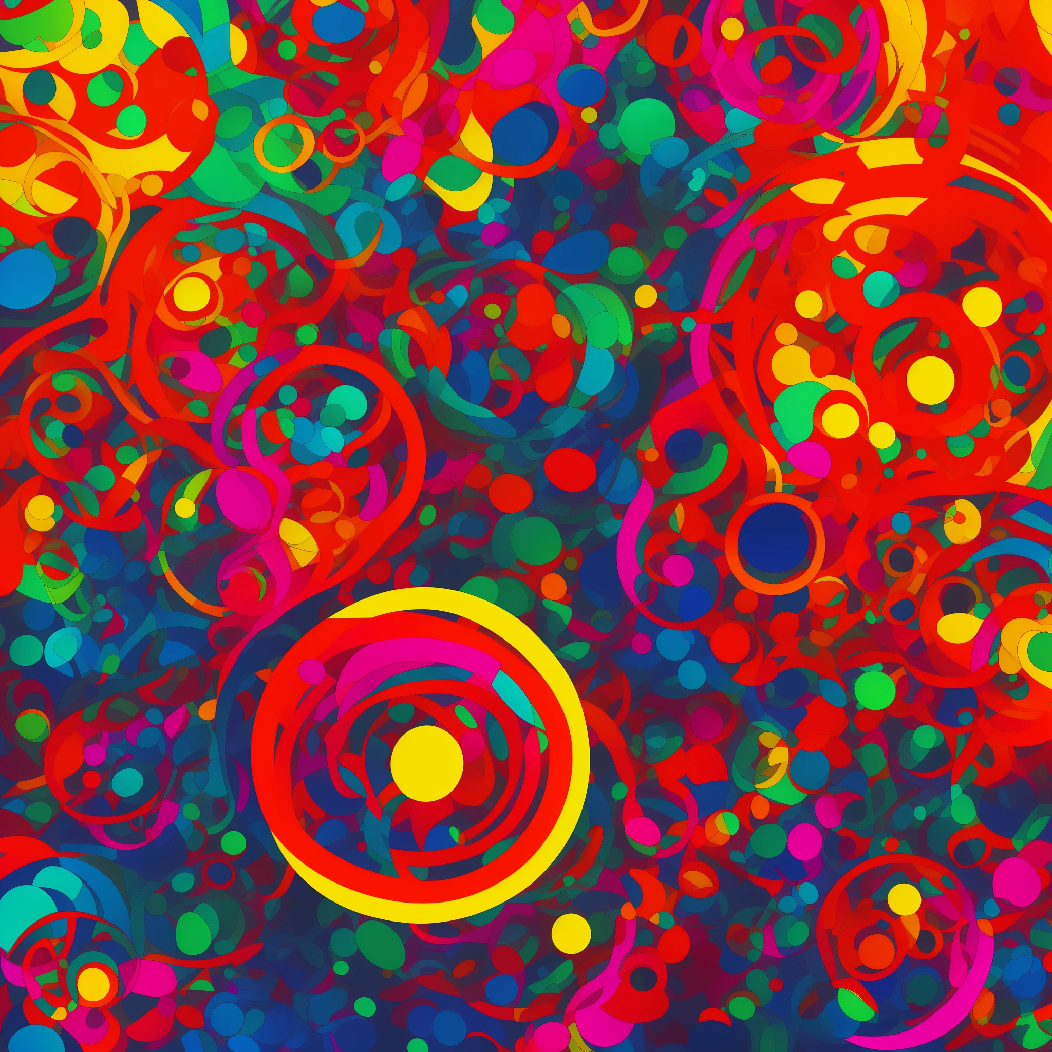 brightly colored circles and circles of paint on a red background, multicolored vector art, abstract high quality, abstract psychedelic, colorful generative art, anime abstract art, psychedelic art style, abstract art, abstract design, abstract artwork, abstract album cover, colorful digital painting, abstract style, abstract digital art, retro psychedelic illustration, colorful digital art, vibrant digital art