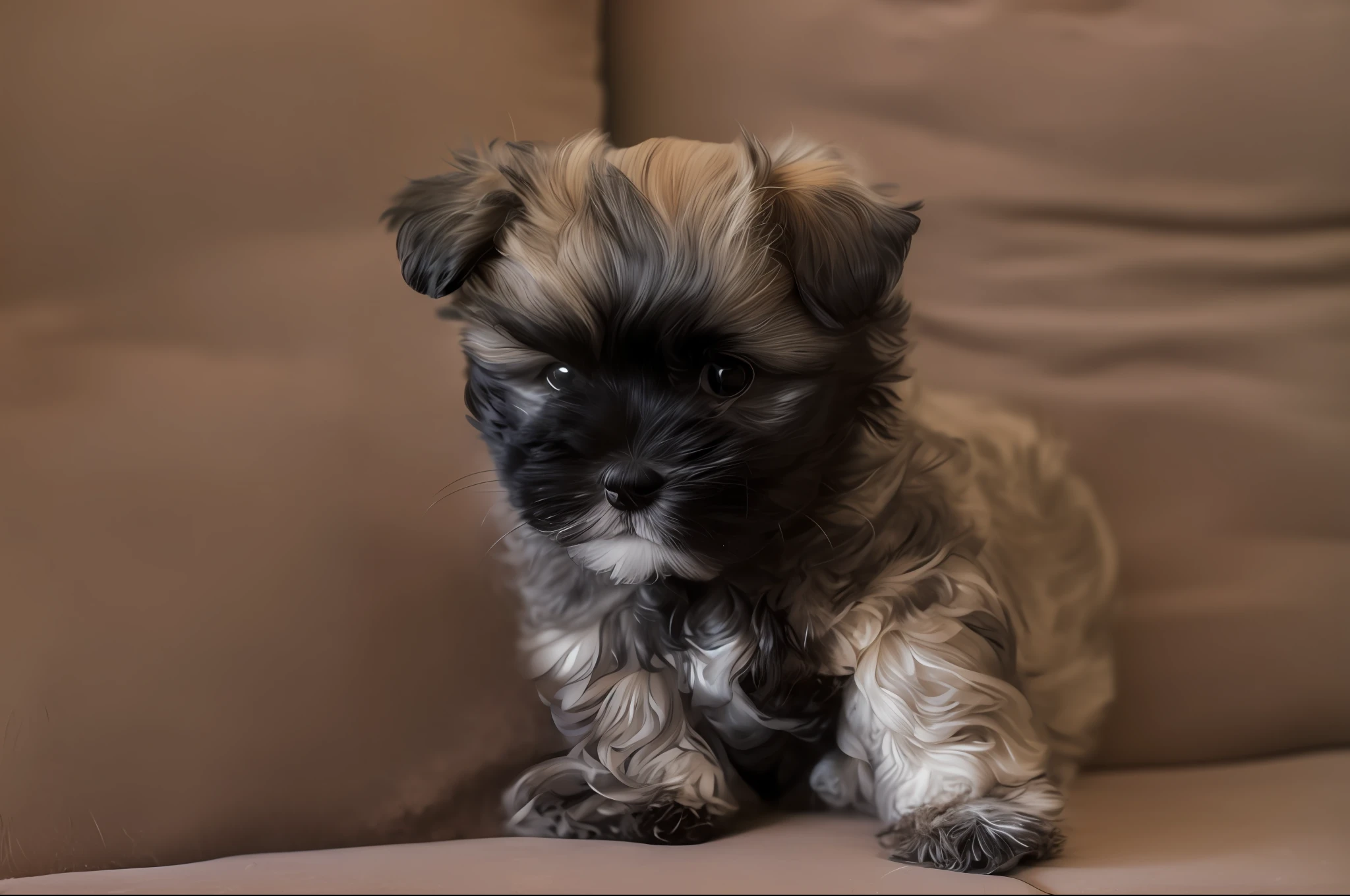there is a small dog sitting on a couch with a pillow, shih tzu, cutest, puppy, incredibly cute, taken with canon eos 5 d, taken with canon 8 0 d, bella, puppies, taken with a canon eos 5d, taken with a canon eos 5 d, fluff, a handsome, super cute, super adorable, scruffy looking