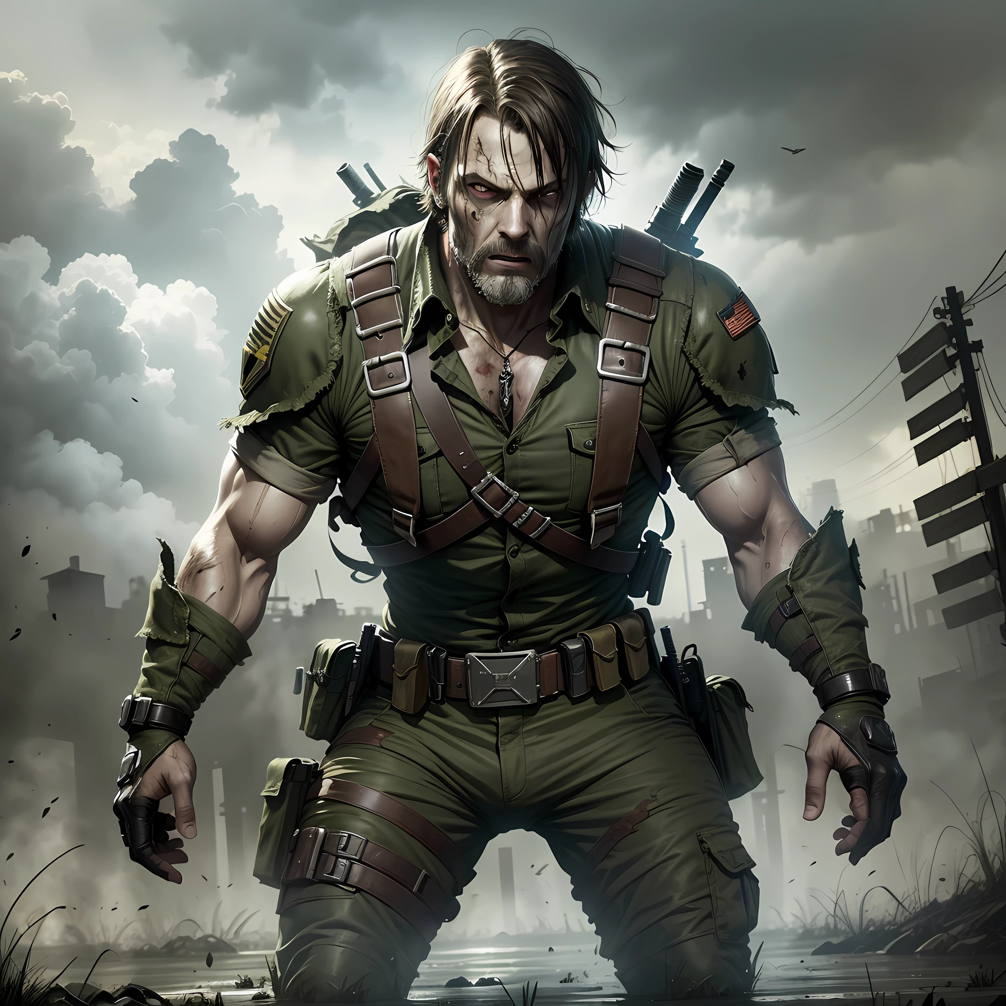 Battle of soldiers against zombies, Swamp environment, Fighting, War, Resident Style Evil, Game --auto --s2