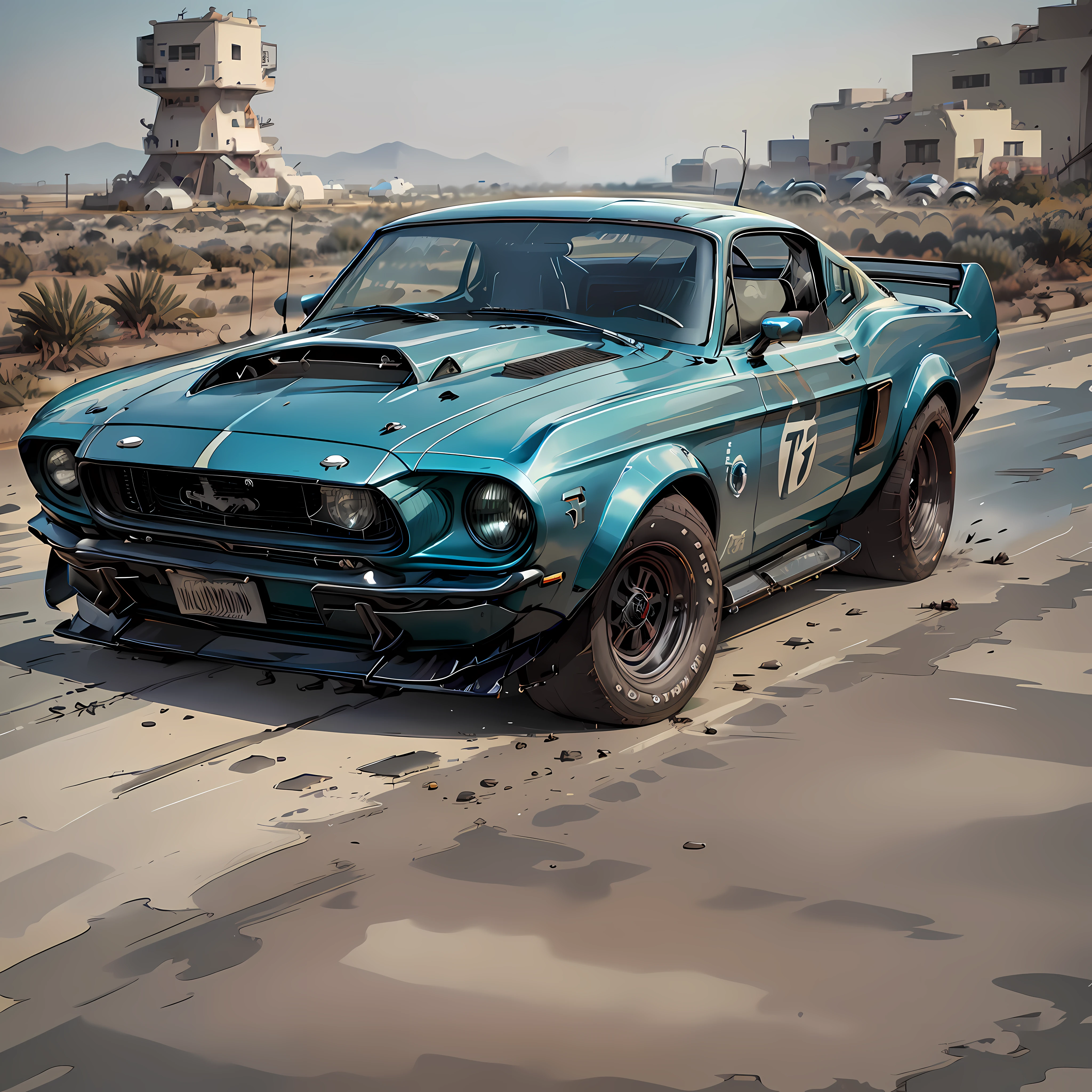 Graphic design, flat design, 1968 Ford Mustang Black Shelby, watercolor splashes, clean highly detailed, photorealistic masterpiece, professional photography, realistic car, abstract watercolor background, isometric, vibrant color vector, sharp focus, volumetric mist, 8k UHD, DSLR, high quality, grain film, Fujifilm XT3