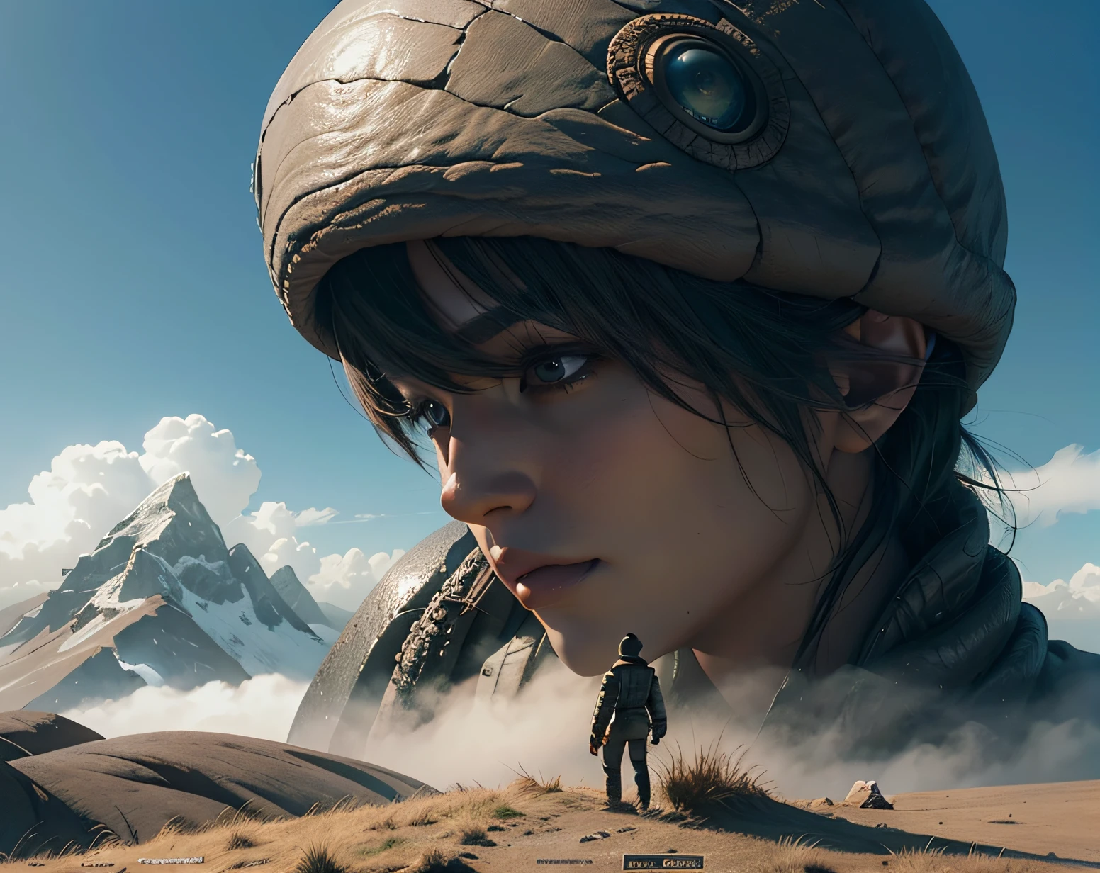 a highly detailed matte painting of a man on a hill watching a giant alien monster, by makoto shinkai, by artgerm, by wlop, by greg rutkowski, volumetric lighting, octane render, 4k resolution, trending on artstation, masterpiece
