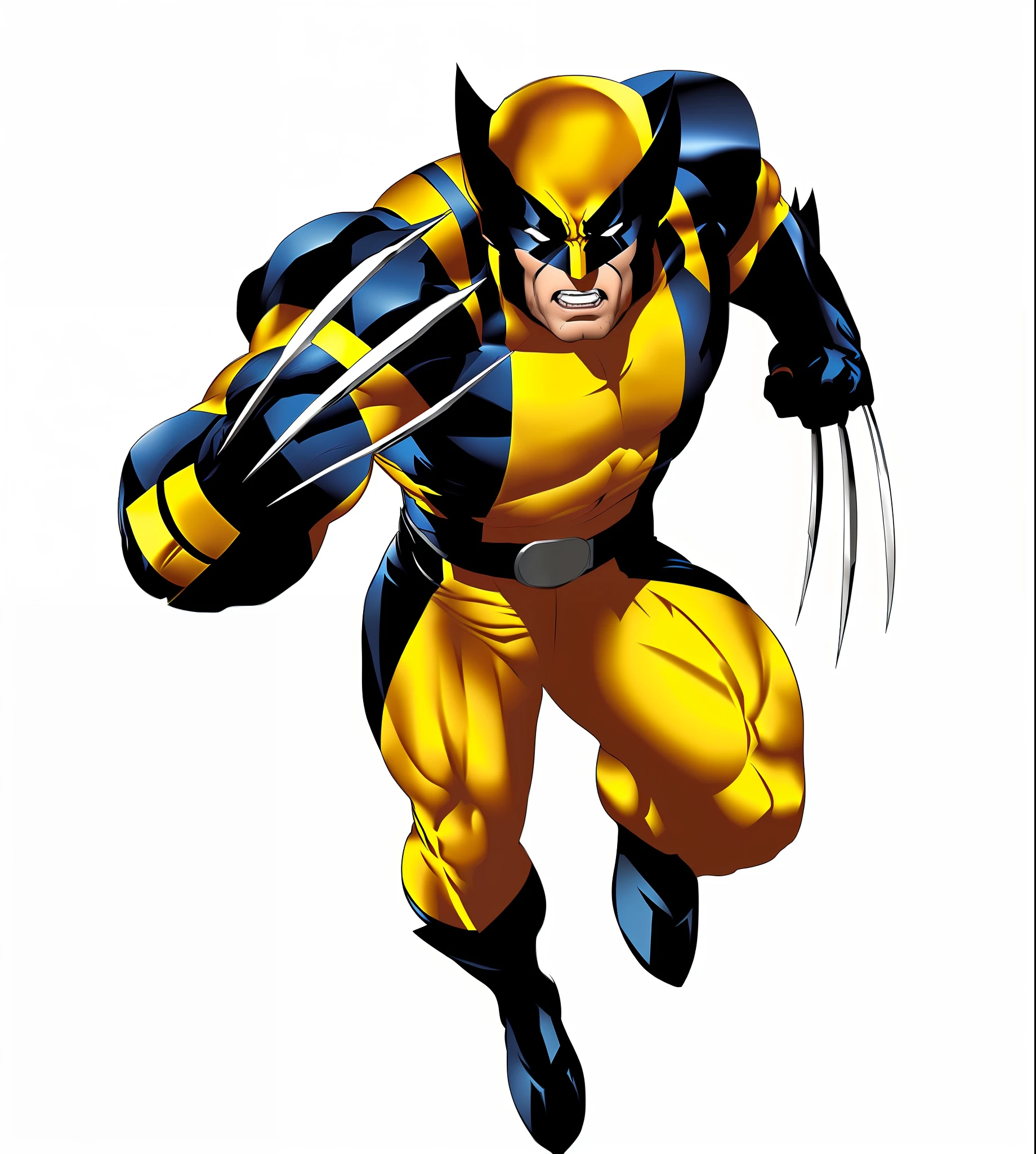 , Wolverine Action Pose, Wolverine, Wolverine ate, Yellow X-Man Costume, Marvel Character, Danny DeVito as Wolverine, Portrait of Wolverine, Comic Book Character, Logan, Marvel, X-Man Costume, Marvel Comic Book Characters, Wile Coyote as Wolverine