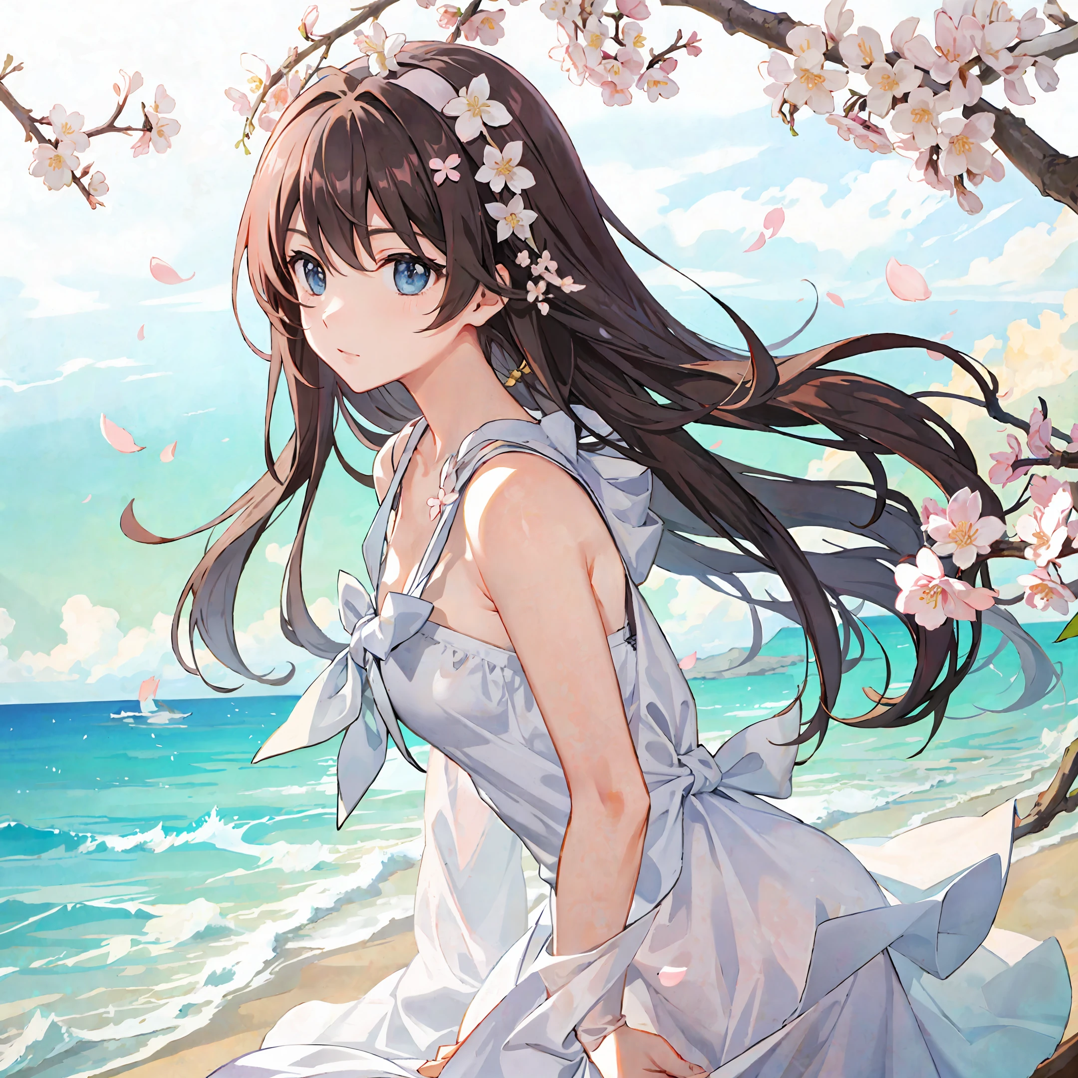 Facing the sea, spring blossoms