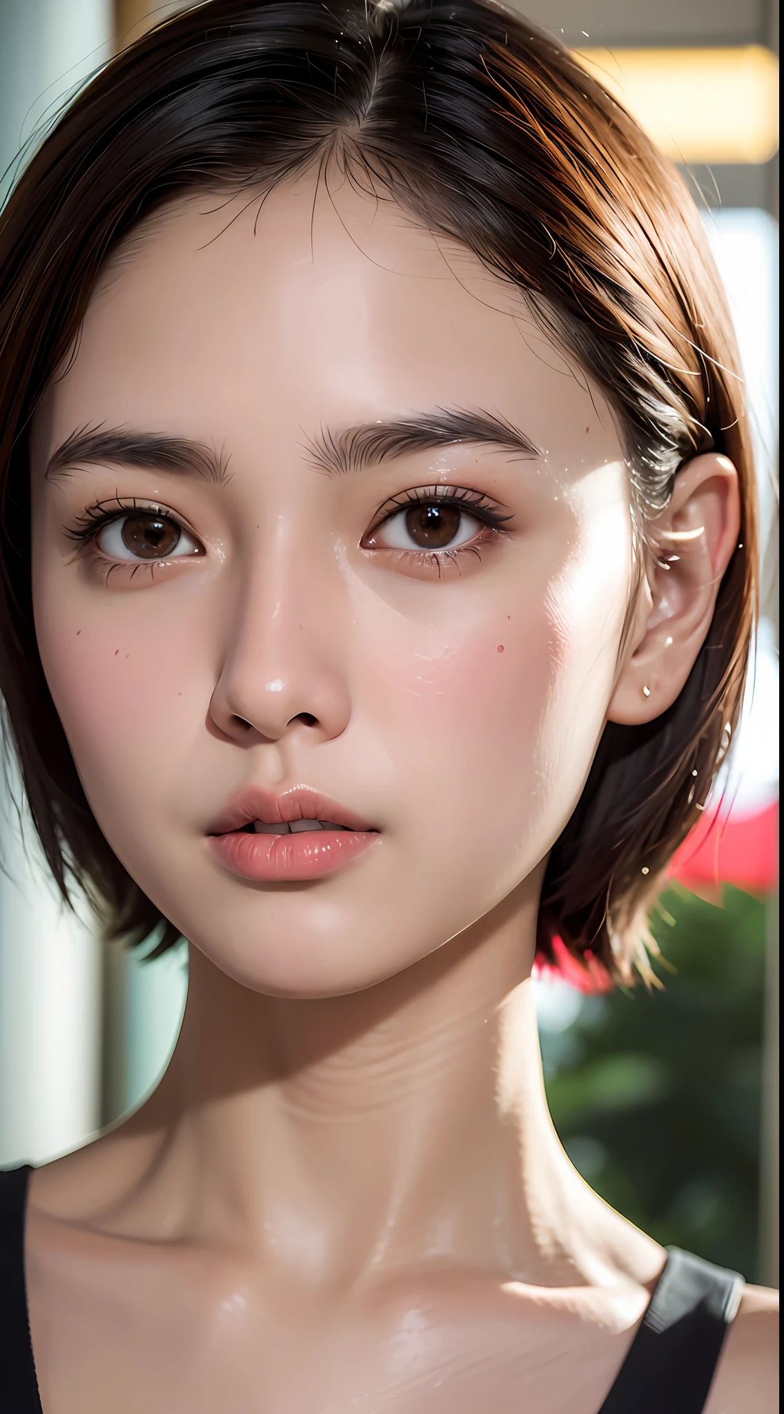 (Singapore:1.5), close up, masterpiece, best quality, raw photo, photorealistic, face, incredibly absurdres, beautiful girl, cute, short hair, depth of field, highres, ultra-detailed, finely detail, extremely detailed, extremely detailed eyes and face, sharp pupils, realistic pupils, sharp focus, ccinematic lighting