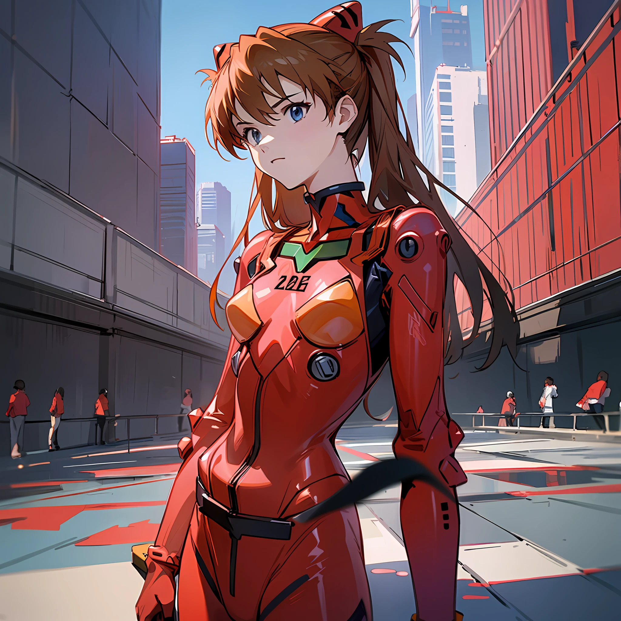 1 girl, Asuka, red clothes, Evangelion