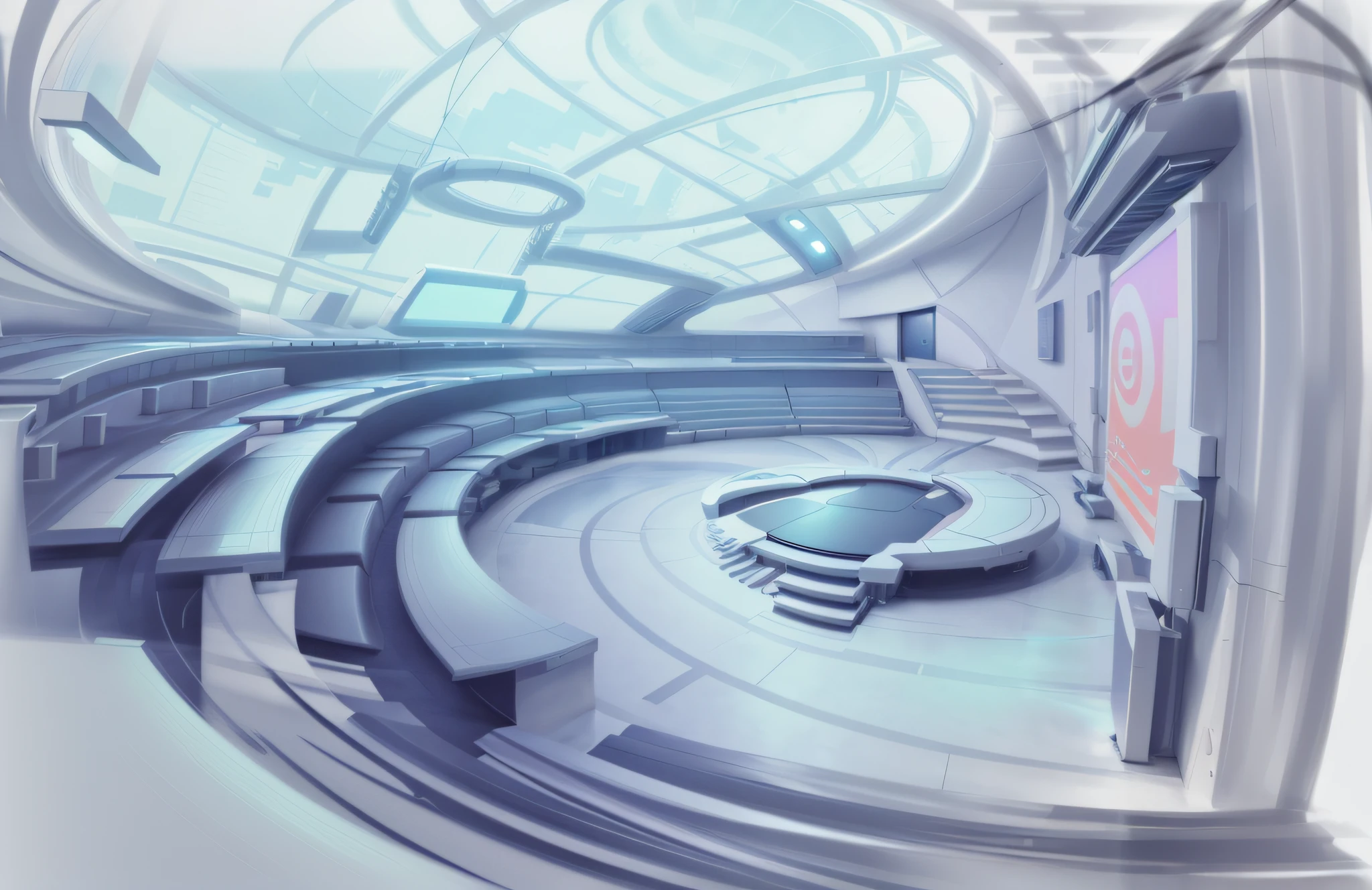 3D. Computer Painting, Conceptual Illustration, Speed Painting, Archillect Concept Art, Futuristic Environment, Futuristic Landscape, Futuristic Painting, Digital Sketch, Amphitheater Inside, Lecture Hall with Rounded Huge Window, Sex Paradise, Sofa and Stage in the Middle, Podium? gfhns rheujv