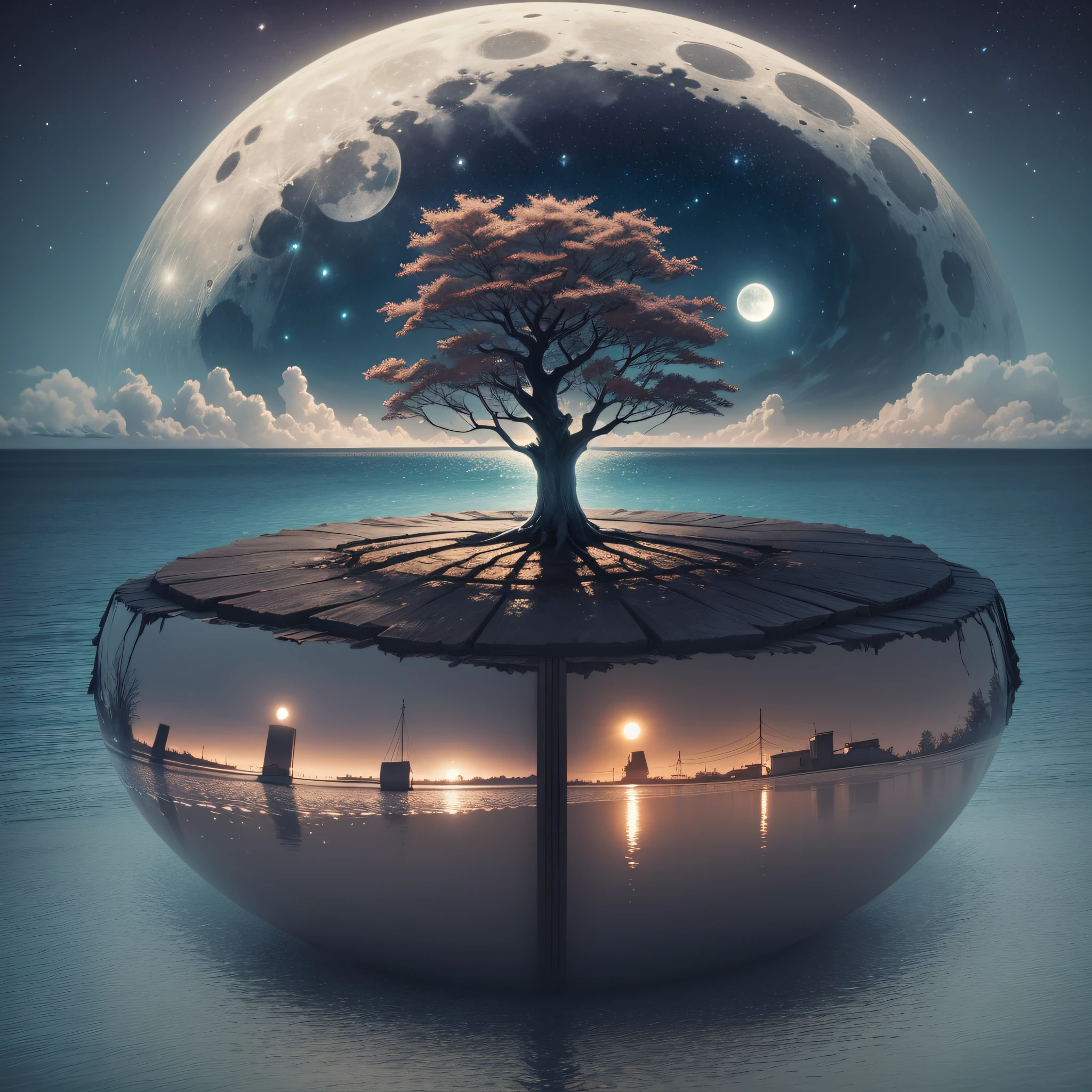 a picture of a tree with a full moon in the background, an album cover by Nándor Katona, tumblr, romanticism, nigth, booru, night mood, good night, nighttime, images, night!, beautiful image, nigt, bocages, maxwell boas, bioluminiscent, boissb - blanca. j, it's night --auto --s2