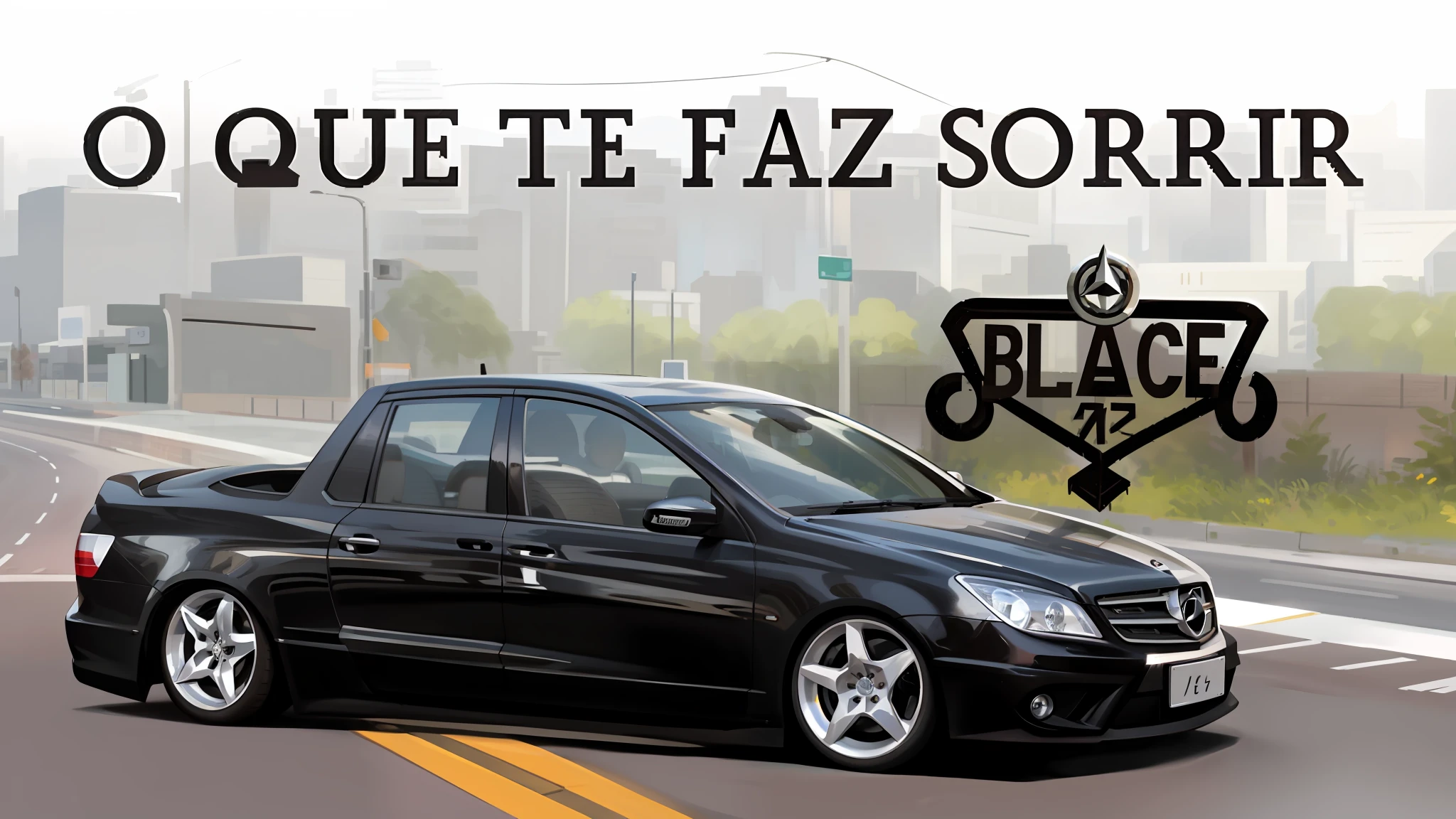 a close up of a car driving down a road with a sign, vanta blac, sazed, slr, scoia'tael), black car, glair, falvie, real sousaphones, saâdane afif, plaza, full car, sus, sousaphones, mercedez benz, sempe, voque, acab