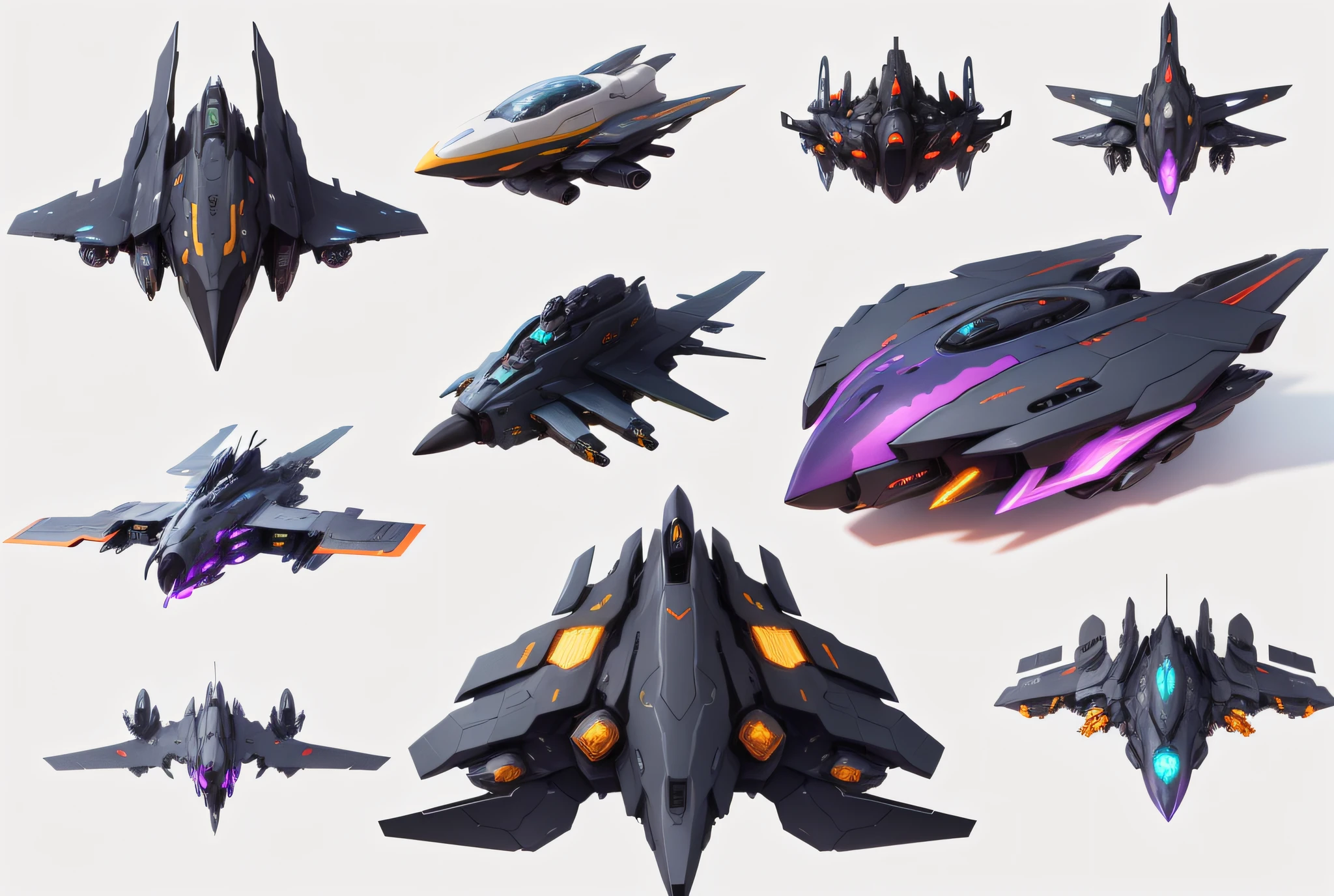 A bunch of different color shapes top-down view of battle planes close-up, generative art, spaceships, spaceships, alien spaceships, VFX sprite watches!!!!!, sprite tables, a set of high quality HD sprites, sprite tables, parked spaceships, large spaceships, fighter game assets, combat aircraft, small spaceships --auto --s2