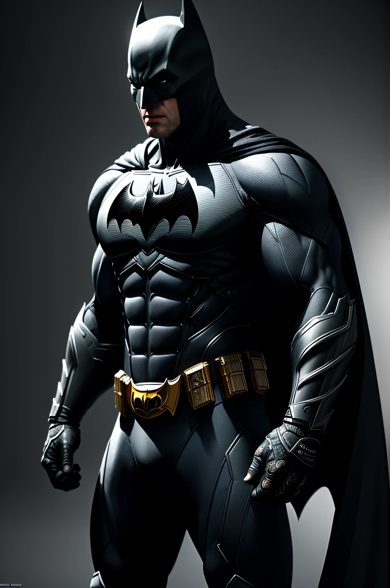 (8k, RAW photo, best quality, masterpiece: 1.2), ultra-detailed, formal art, photorealism: 1.37, upper body shot, DC Batman, film grain, action pose