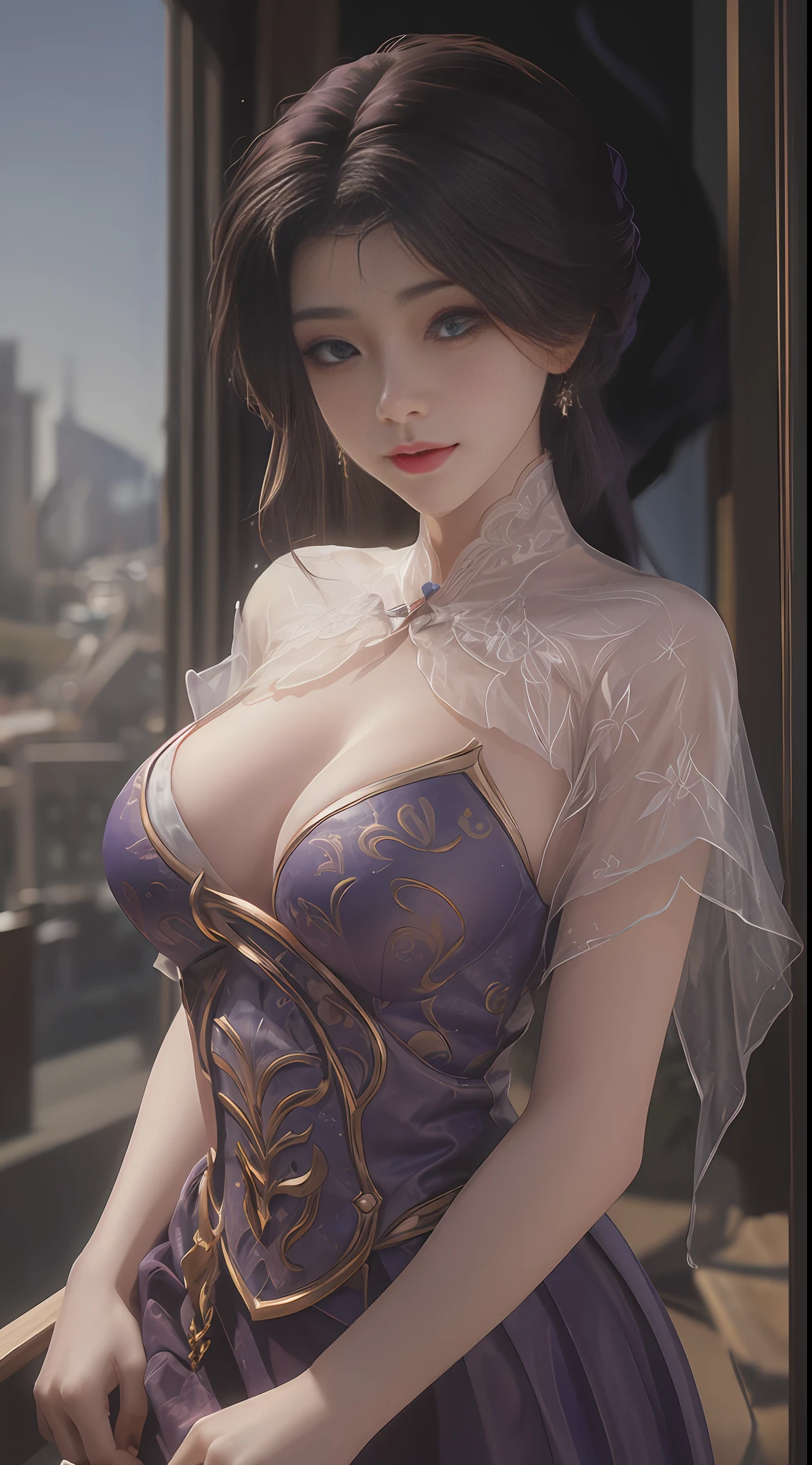 ((Best Quality, 8K, Masterpiece: 1.3)), 1girl, Slim Abs Beauty: 1.3, (Hairstyle Casual, Big Breasts: 1.2), Dress: 1.1, Super Fine Face, Delicate Eyes, Double Eyelids, Smile, Home