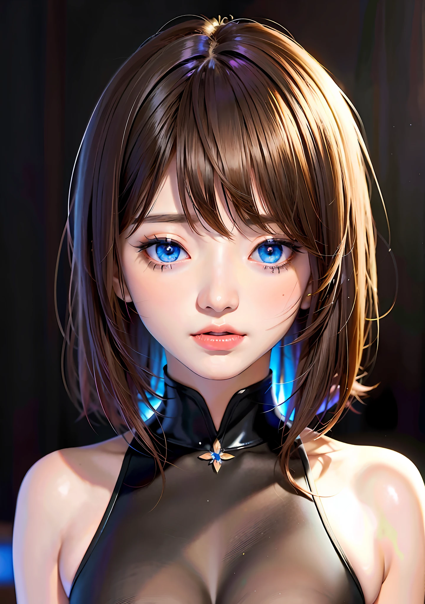 anime girl with blue eyes and brown hair in a black dress, stunning anime face portrait, detailed portrait of anime girl, portrait anime girl, beautiful anime portrait, portrait of an anime girl, beautiful anime face, beautiful anime girl, anime girl portrait, digital anime art, smooth anime cg art, cute anime girl portrait, detailed digital anime art, photorealistic anime girl render