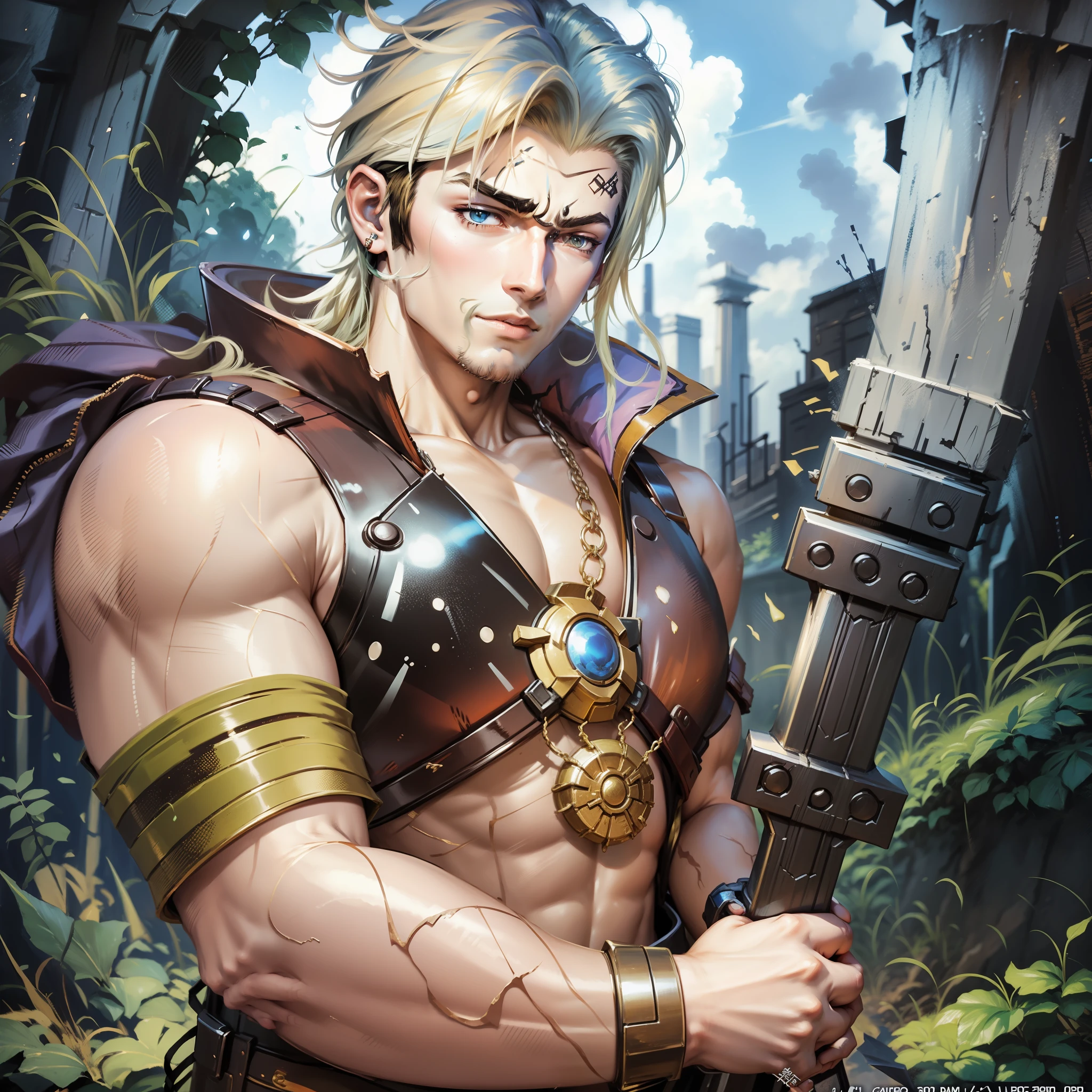 Anime style in the early 90s. The character Garen from the game League of Legend