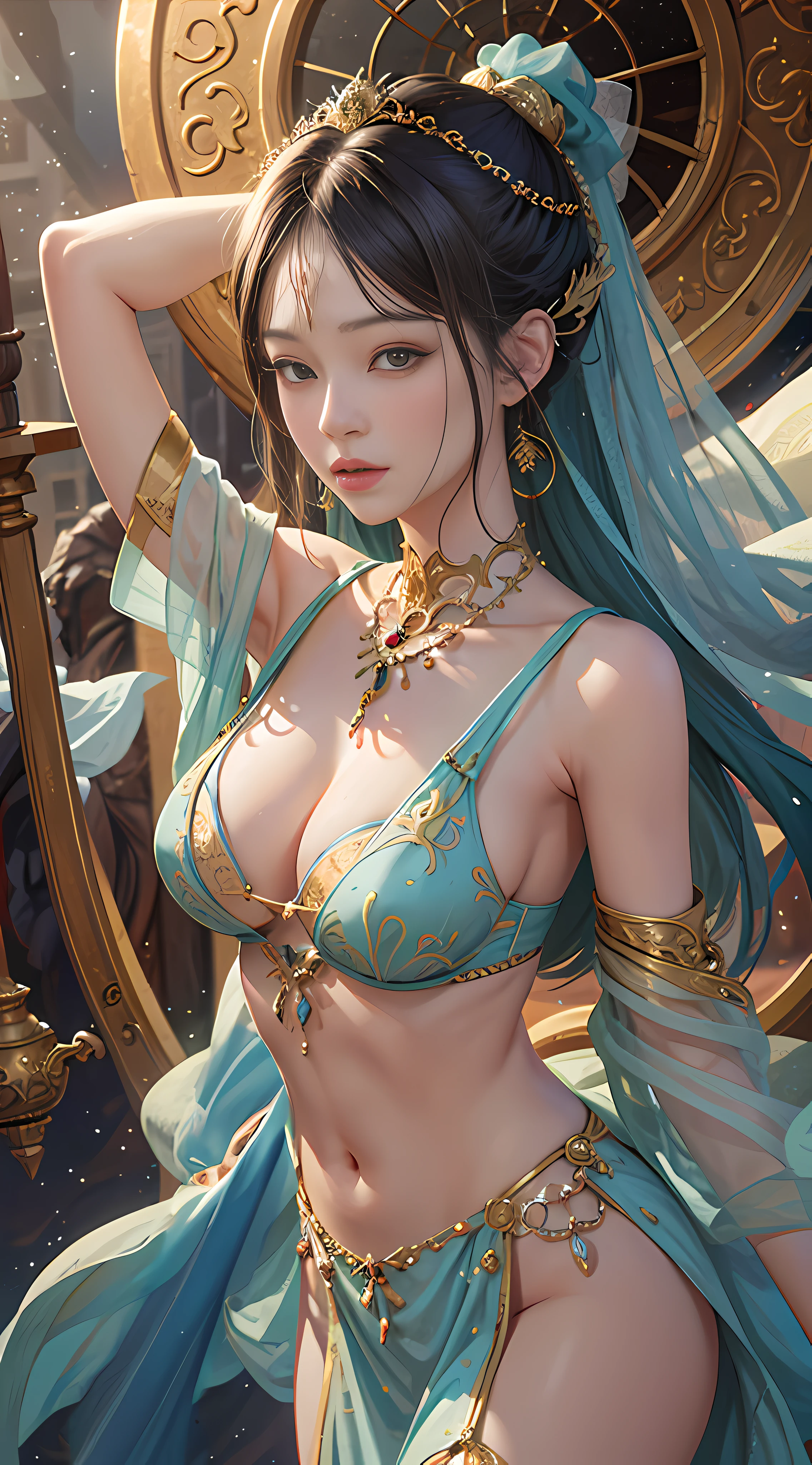 araffed woman in a blue dress posing in front of a clock, a beautiful fantasy empress, extremely detailed artgerm, artgerm. anime illustration, artwork in the style of guweiz, art of wlop, trending on cgstation, wlop art, ross tran 8 k, fanart best artstation, ig model | artgerm