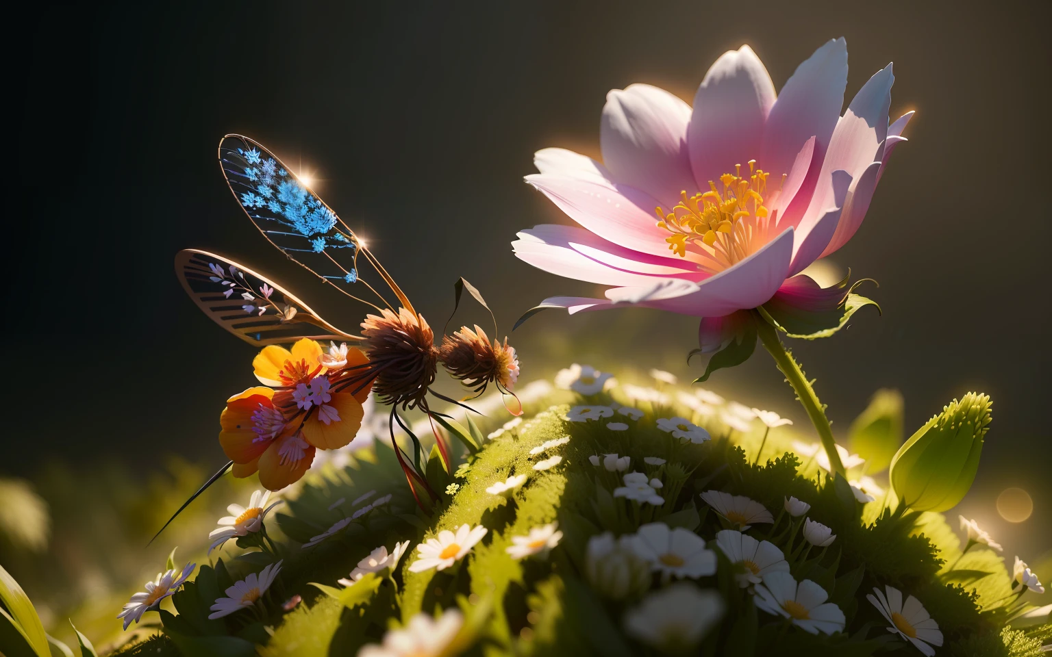A unique flower where it was the only one that withstood a devastation on the planet. (Ultra realistic image),4k_v4 ,super futuristic
