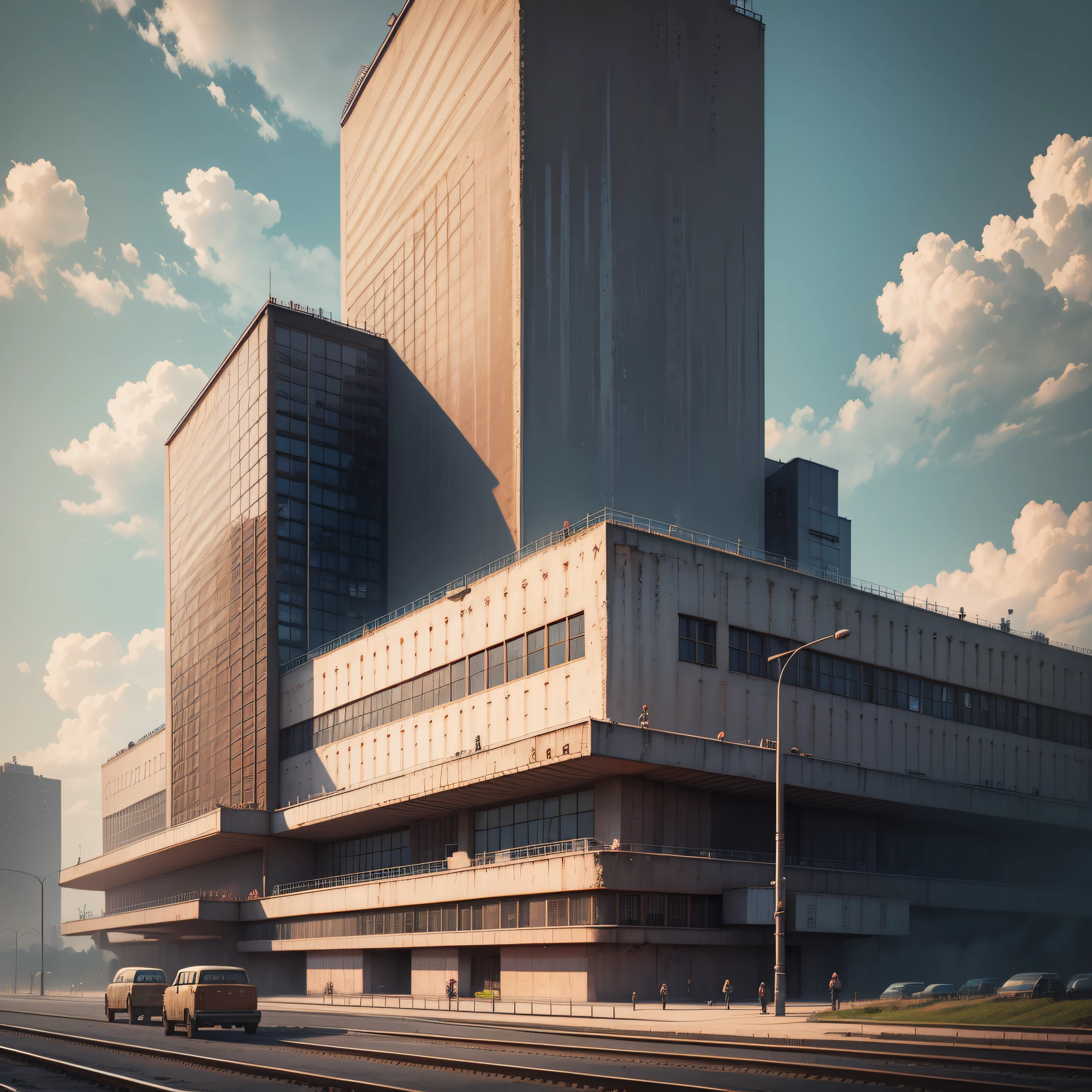 soviet brutalism, urss, tech, modern, 4k, realism, anime ghibli style, highly detailed, digital painting, elegan --auto --s2