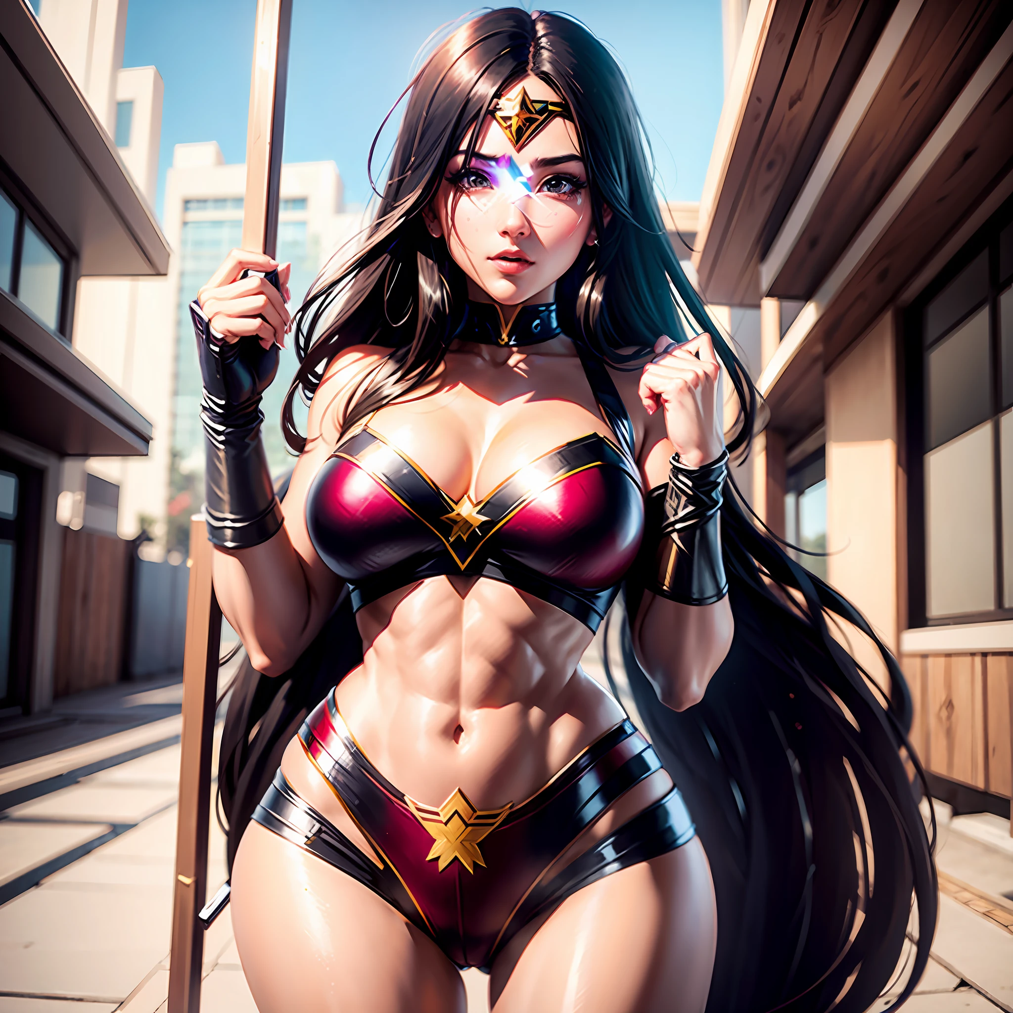 A BRAZILIAN WOMAN WITH SIZE H BREASTS.COM A TINY BIKINI, WITH WONDER WOMAN STUPE, AND ECHI ANIME GIRL APPEARANCE, WITH REALISTIC AND ULTRA DYNAMIC FANSERVICE --auto --s2