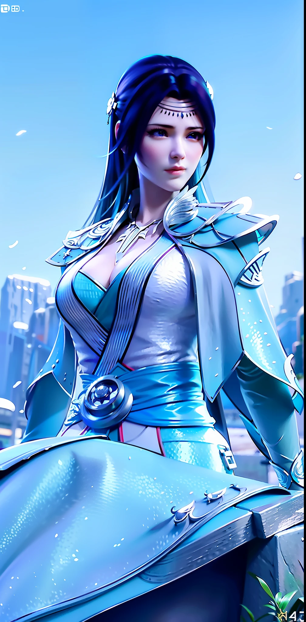 Yunyun, 1 girl, realistic, high quality,
(Upper body: 1.5), shoulder_armor, Armored, hair_ornament, Outdoor, Creek, (High quality: 1.3), Highly detailed, (3D, loop rendering, computer graphics, ray tracing: 1.2), blue sky, lipstick, makeup, eyelashes, (super detail hair: 1.1), super realistic hair, super detailed face, (perfect eyes, perfect face: 1.1)