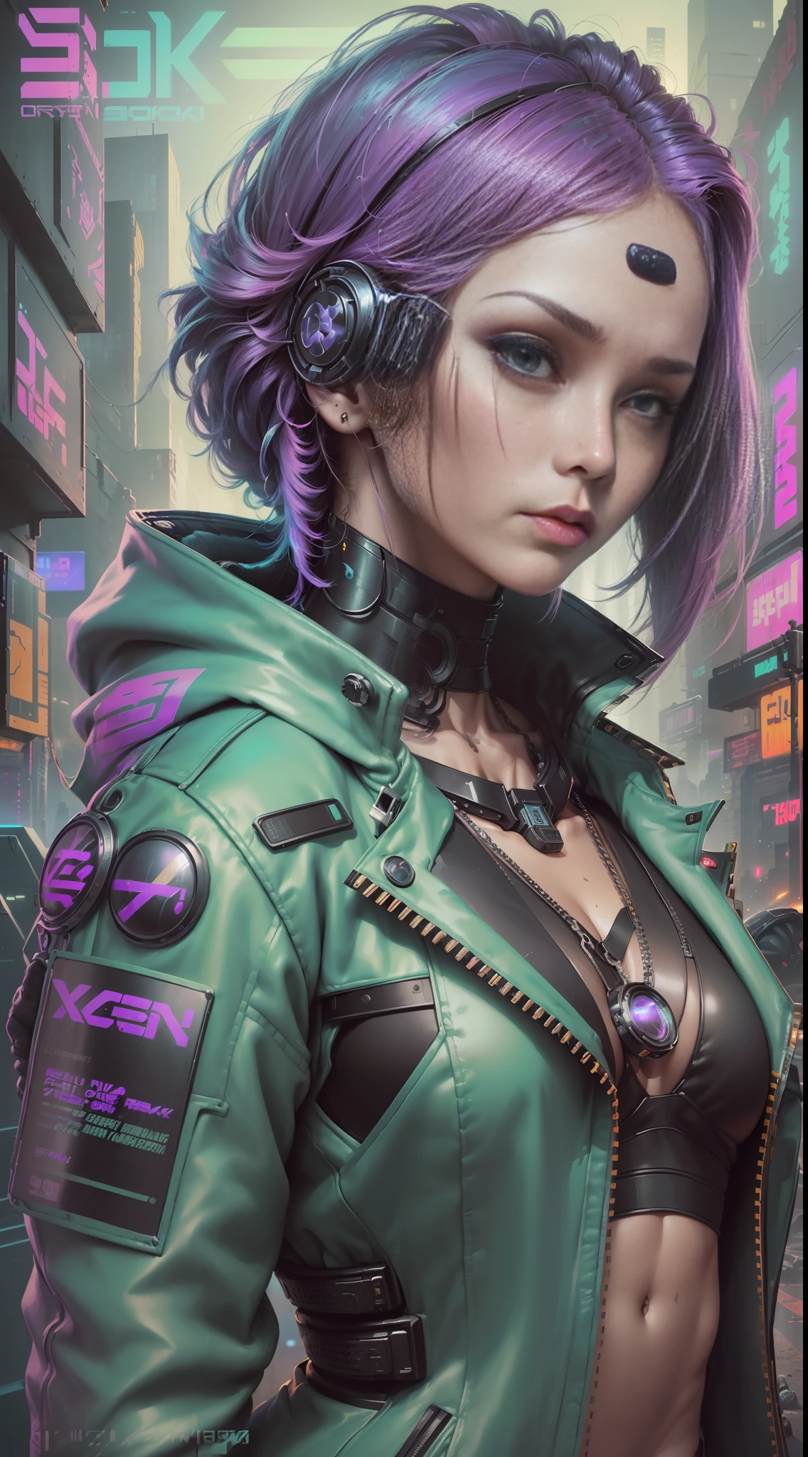 (Mobile: 1.3), (Full Human Hand), Anatomically Correct, Upper Body, (Cyberpunk Magazine Cover: 1.2), ((Stylish Big Text, Small Text Lines, Lots of Text, Stickers, Big Logos of Art))), ((Original 8k Photo, Analog Style, SIGMA 85mm f1.4, Film Grave, Beautiful Photos, Masterpiece, Best Quality, Sci-Fi, Cyberpunk, Dirt, Grit)), (Detailed Surreal Background, Ultra Clear Background, Sci-Fi Background, Cyberpunk Cityscape Background, Cyberpunk Street Background, Hyper-Detail Background, Hyper-Complex Detail), ((Film Lighting, Best Shadows, Edge Lighting, Two-tone Lighting, Fine Detail)) (Mobile: 1.3) ((Cyberpunk Magazine Cover)), (Cyberpunk Fashion Magazine Cover), ((Cyberpunk female full-body portrait: 1.3)), Cyberpunk magazine cover ((((Woman with cell phone in hand, small figure, sci-fi, cyberpunk, exposed coat))), A woman ((ultra-high resolution face, high-quality face, delicate skin texture, ultra-fine face, holding a phone in her hand, stylish hair, perfectly smooth skin, open jacket)), ((ideal figure, good anatomy, compact figure, good body proportions, open jacket)), ((Original 8k photo, analog style, SIGMA 85mm f1.4, film grain, beautiful photo, masterpiece, best quality, sci-fi, cyberpunk, dirt, gritty)), ((film lighting, best shadows, edge lighting, duotone lighting, diffuse skin glow, fine details)), cyberpunk magazine cover ((((a woman, holding a cell phone, compact body, sci-fi, cyberpunk, open jacket))), ((cyberpunk magazine cover)), (Cyberpunk Fashion Magazine Cover)) Broken ((Cyberpunk Magazine Cover)), ((Stylish Big Text, Small Text Lines, Lots of Text, Stickers, Big Logos))),(Original 8k Photo, Analog Style, SIGMA 85mm f1.4, Film Grae, Exquisite Photo, Masterpiece, Best Quality, Sci-Fi, Cyberpunk, Dirt, Gritty)), (Detailed Surreal Background, Ultra Clear Background, Sci-Fi Background, Cyberpunk Cityscape Background, Cyberpunk Street Background, Hyper-detailed background, hyper-complex detail), (film lighting, best shadows, edge lighting, duotone lighting