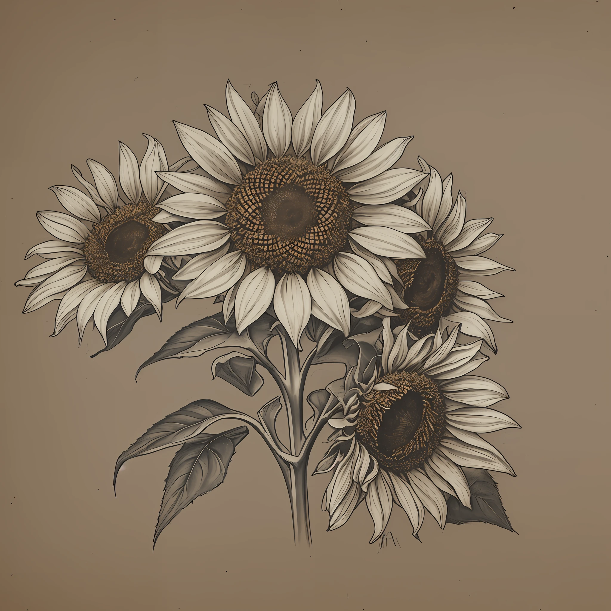 Sketch, blank background, a sunflower --auto --s2