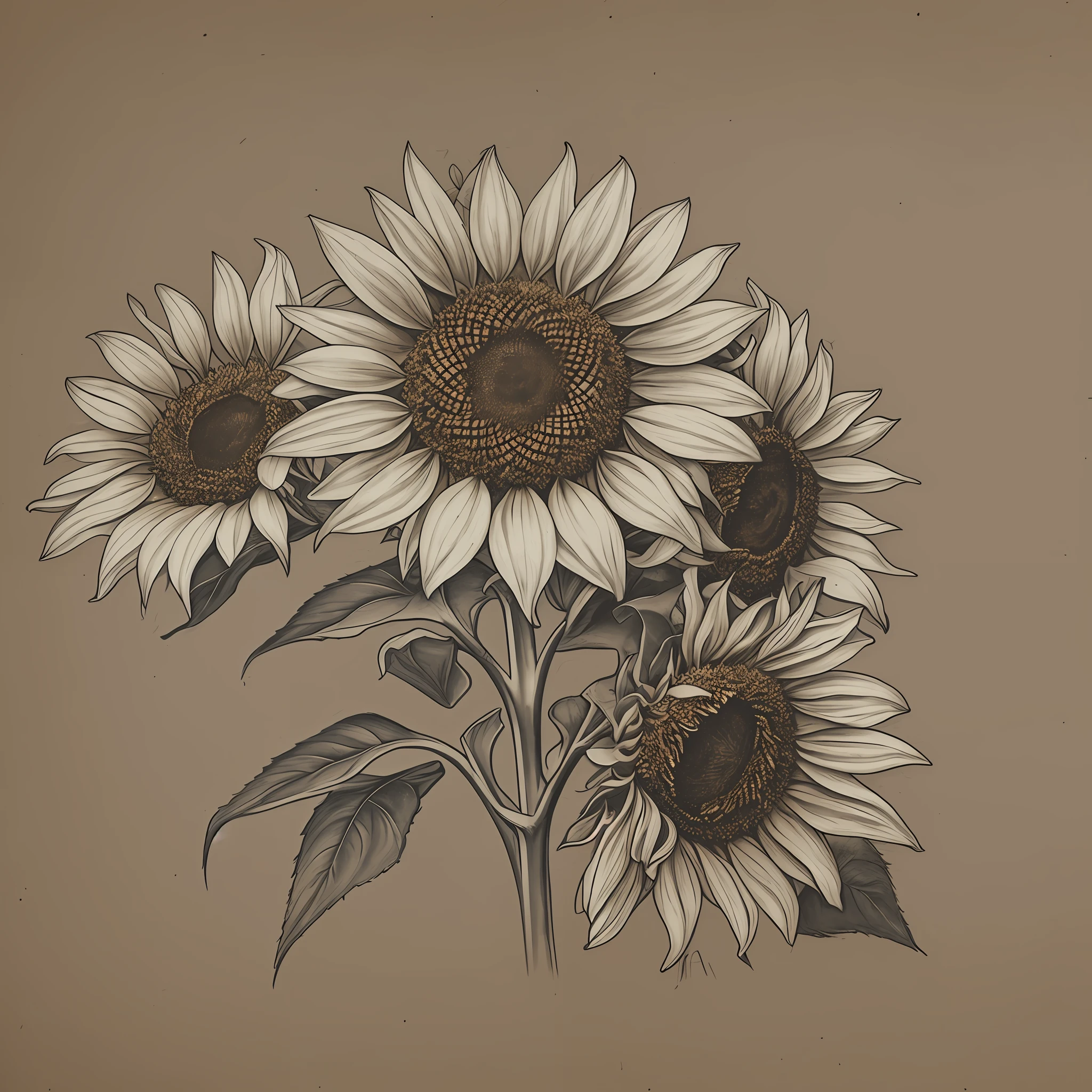 Sketch, blank background, a sunflower --auto --s2