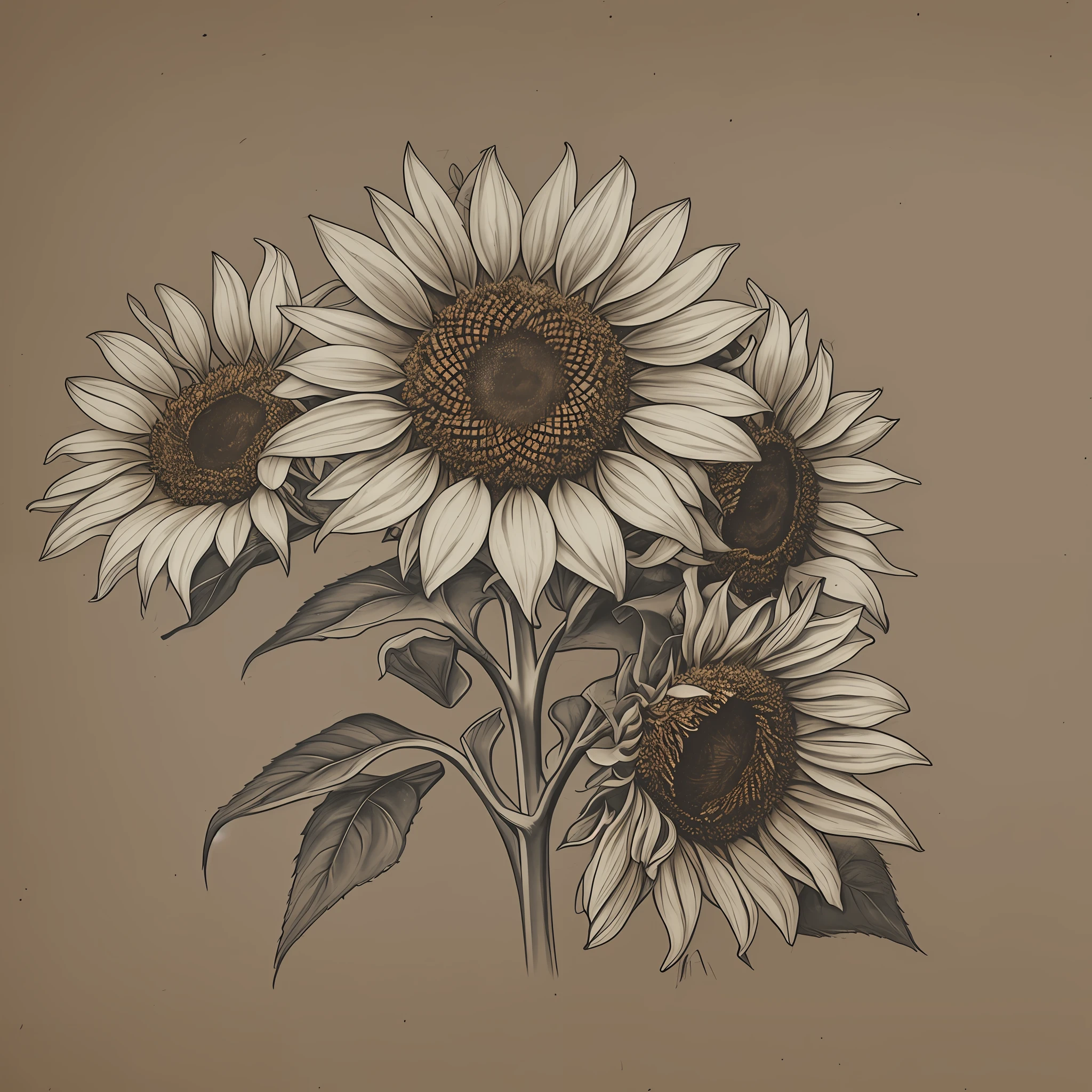 Sketch, blank background, a sunflower --auto --s2