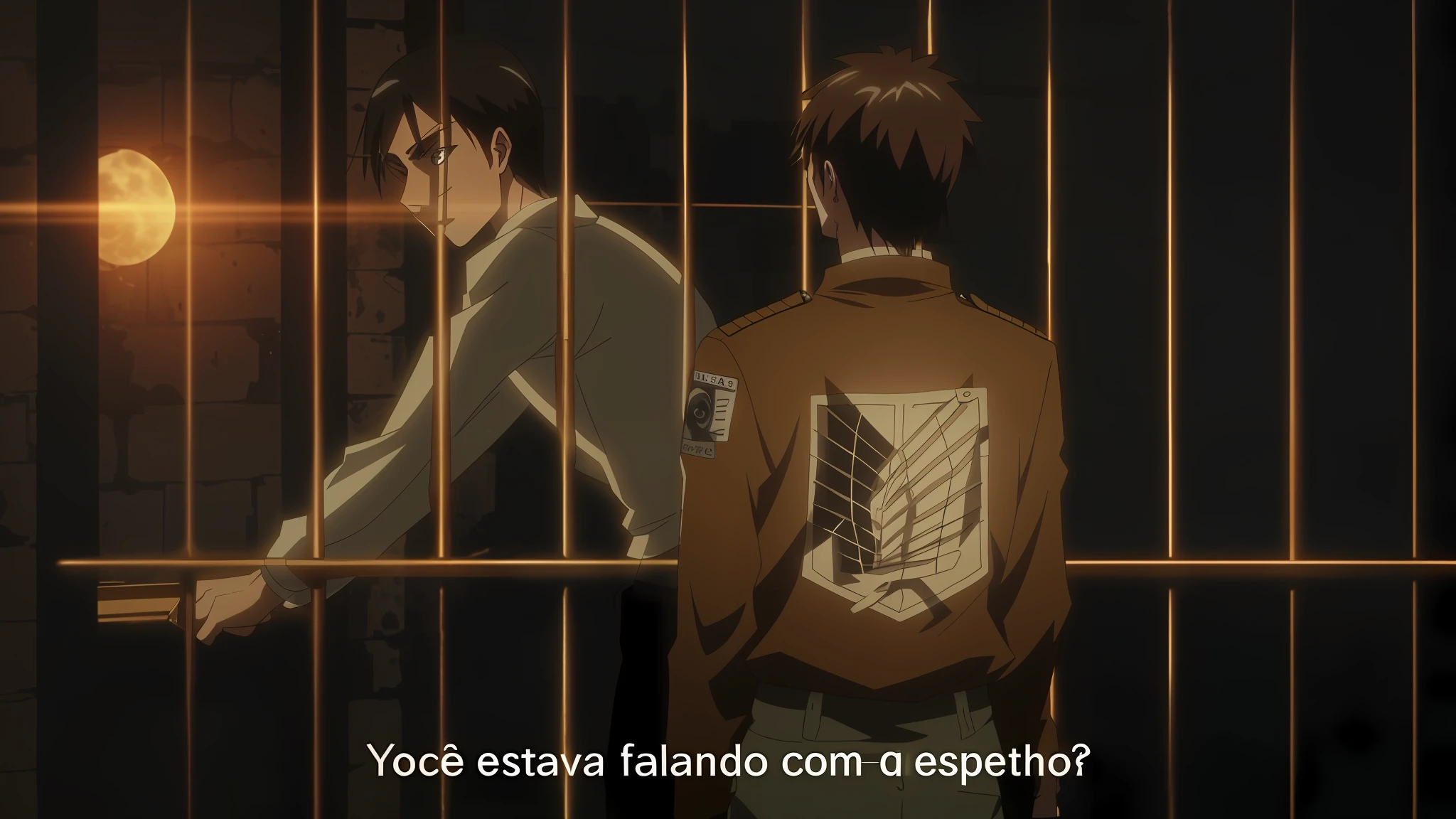 mejor calidad, obra maestra, Eren Jaeger, Hange Zoe, shirtless Eren, survey corps Hange, jail