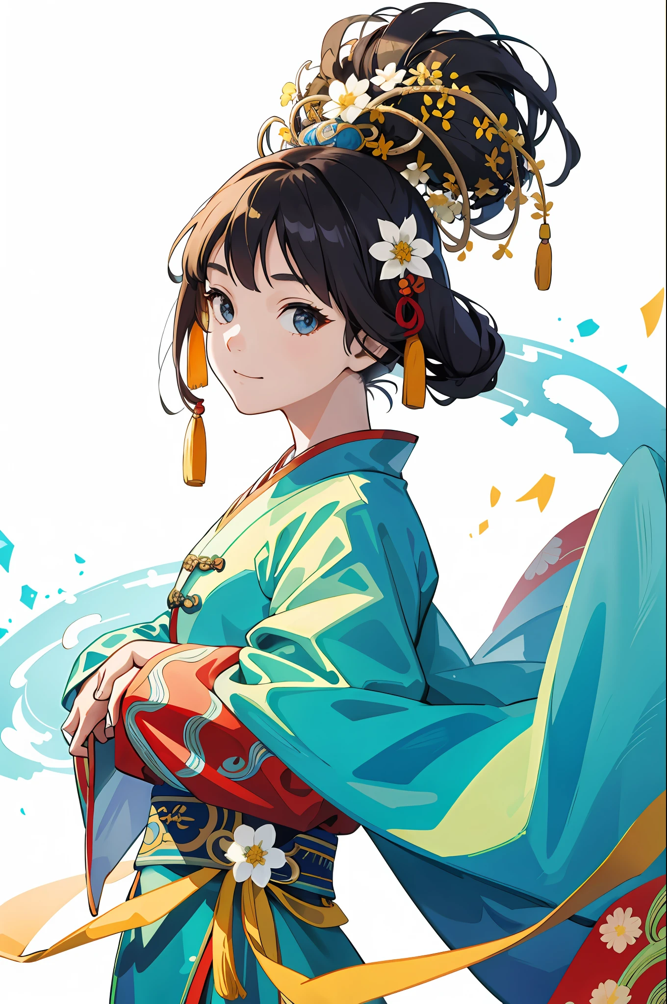 A girl, ancient Chinese costume, whole body, sunshine, clear face, clean white background, masterpiece, super detail, epic composition, ultra HD, high quality, extremely detailed, official art, uniform 8k wallpaper, super detail, 32k -- v 6