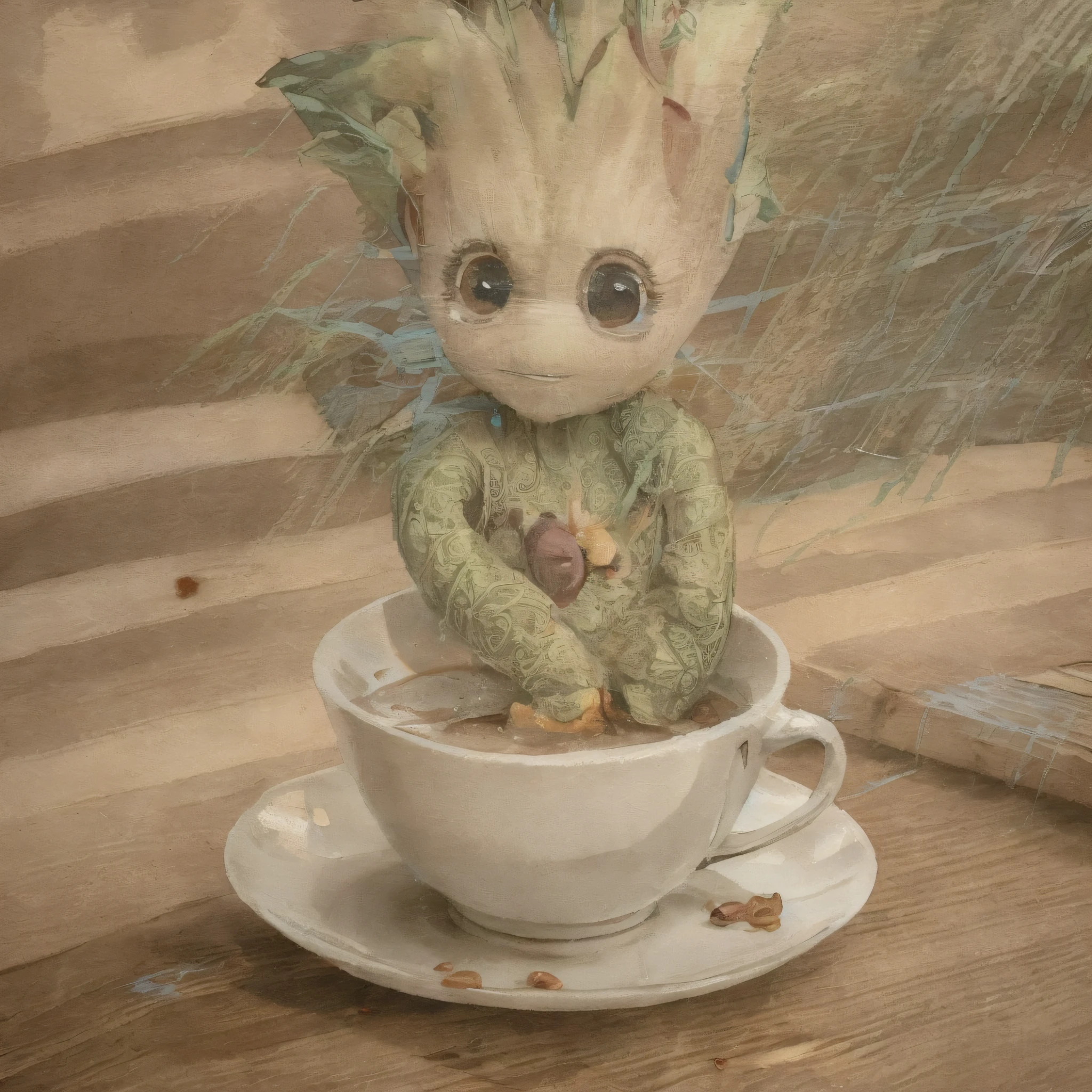 Groot like the movie drinking coffee --auto --s2