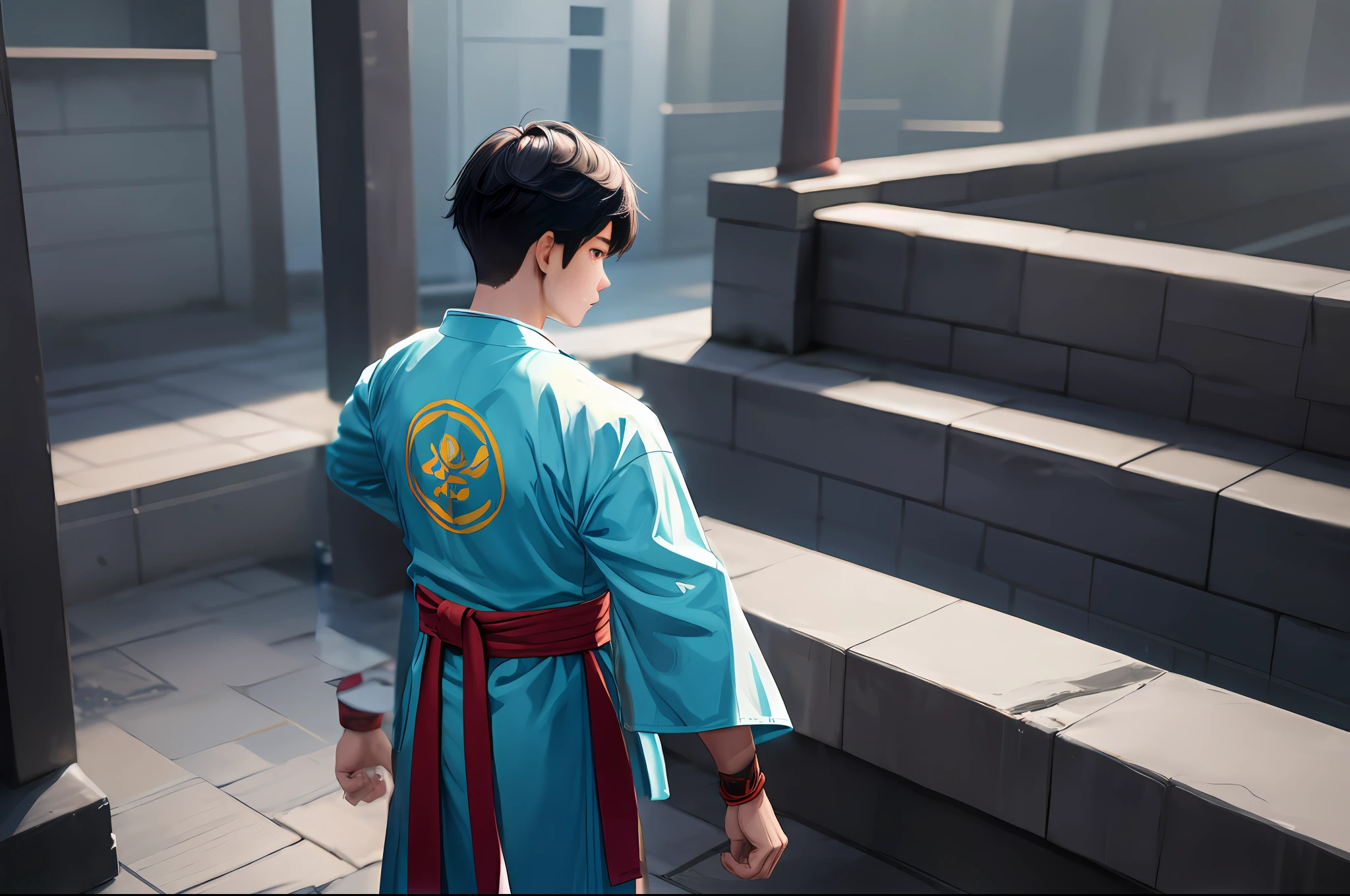 Cyan martial arts training robe